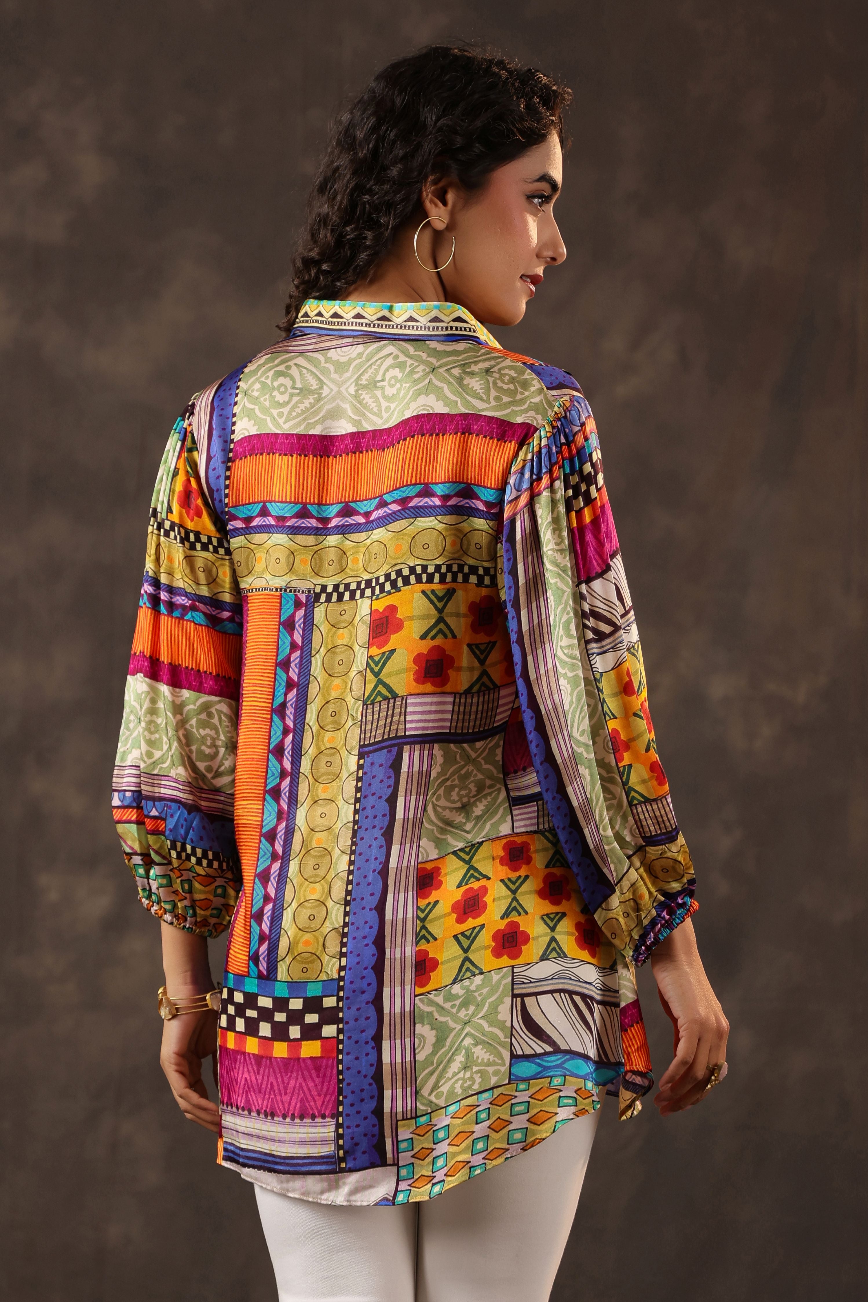 Kaleidoscopic Printed Crepe Silk Top