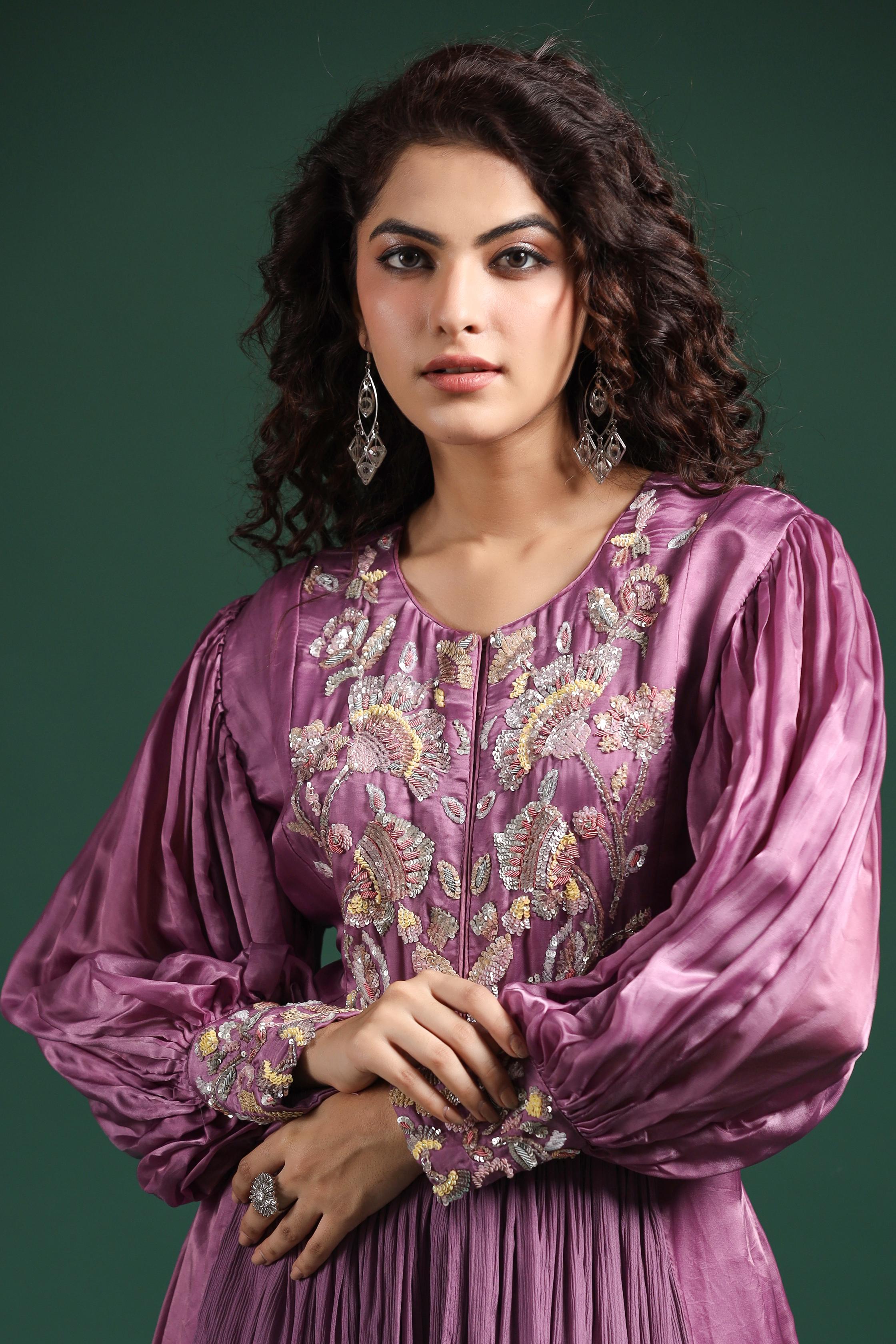 Mulberry Pink Embellished Premium Silk Sharara Set