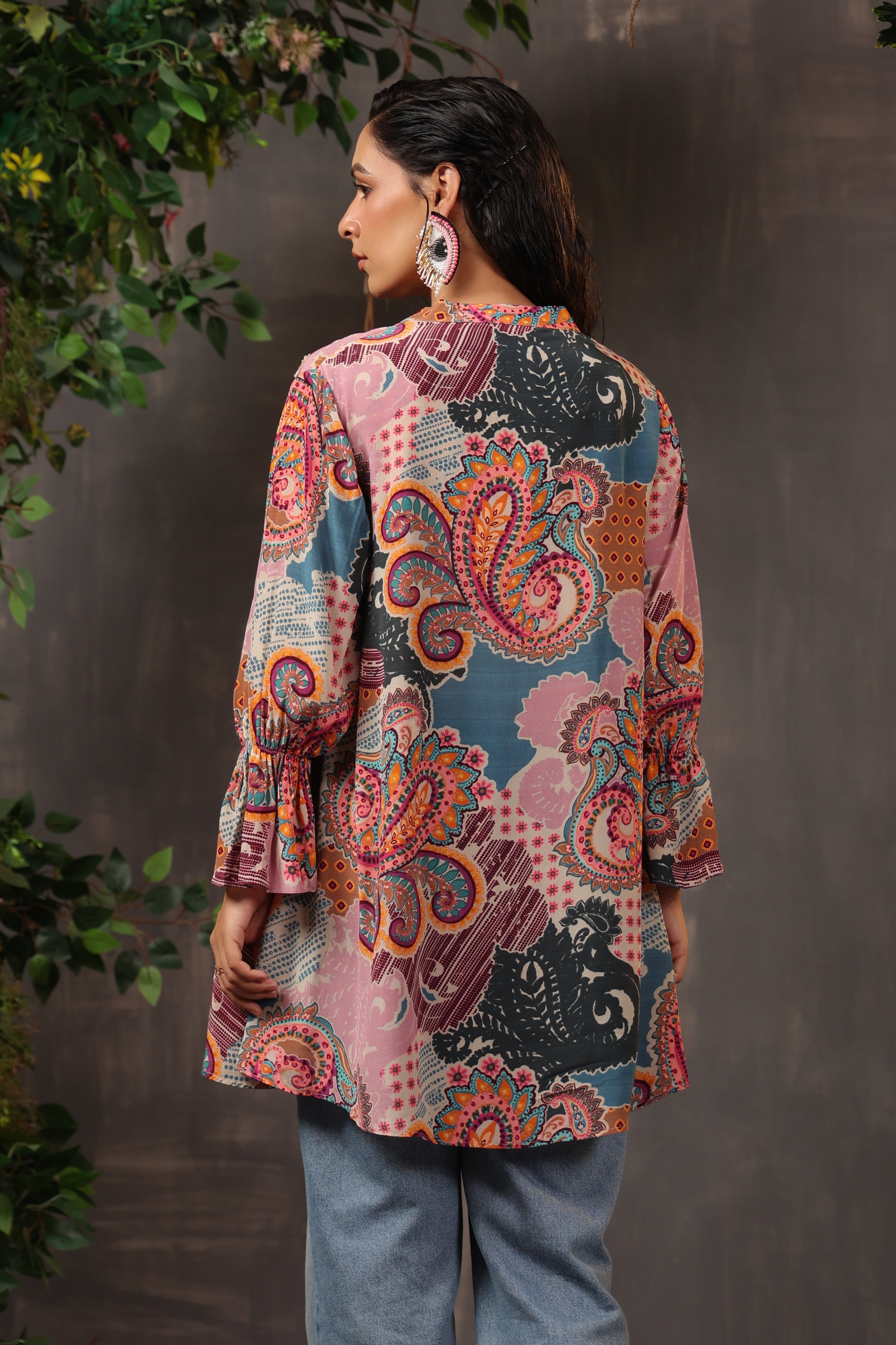 Multicolor Printed Crepe Silk Shirt