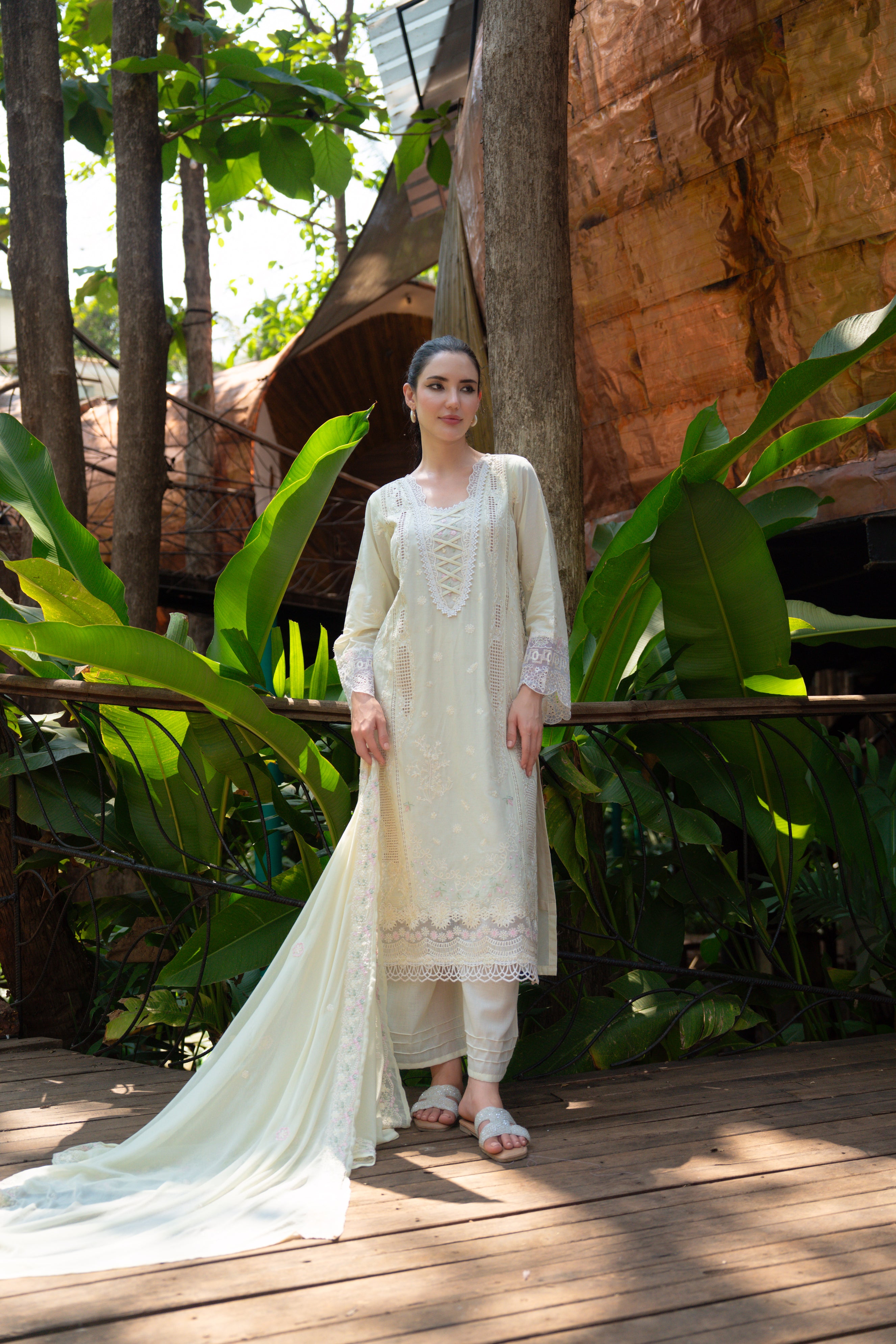 Pearl Embroidered Cotton Pant Set