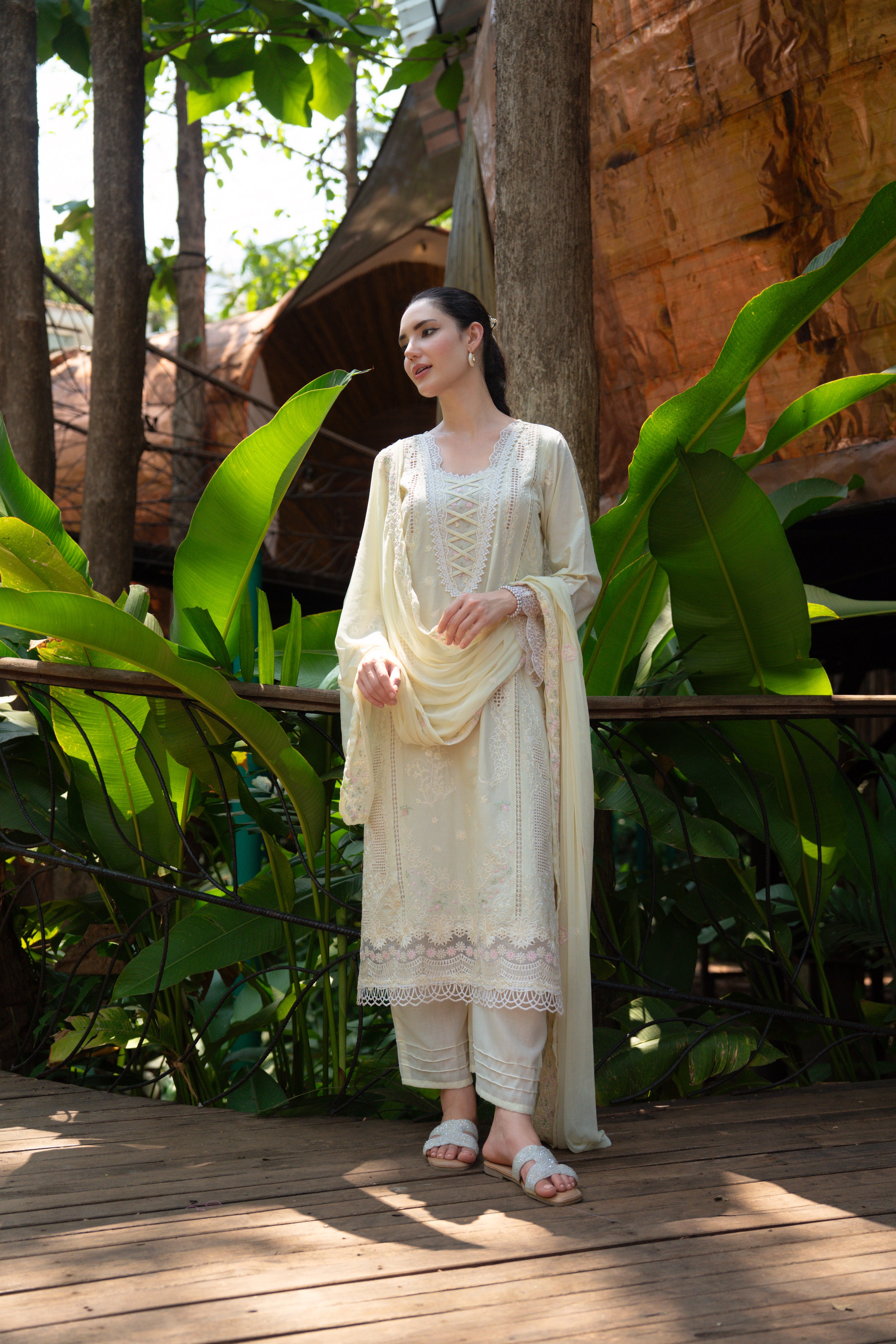 Pearl Embroidered Cotton Pant Set