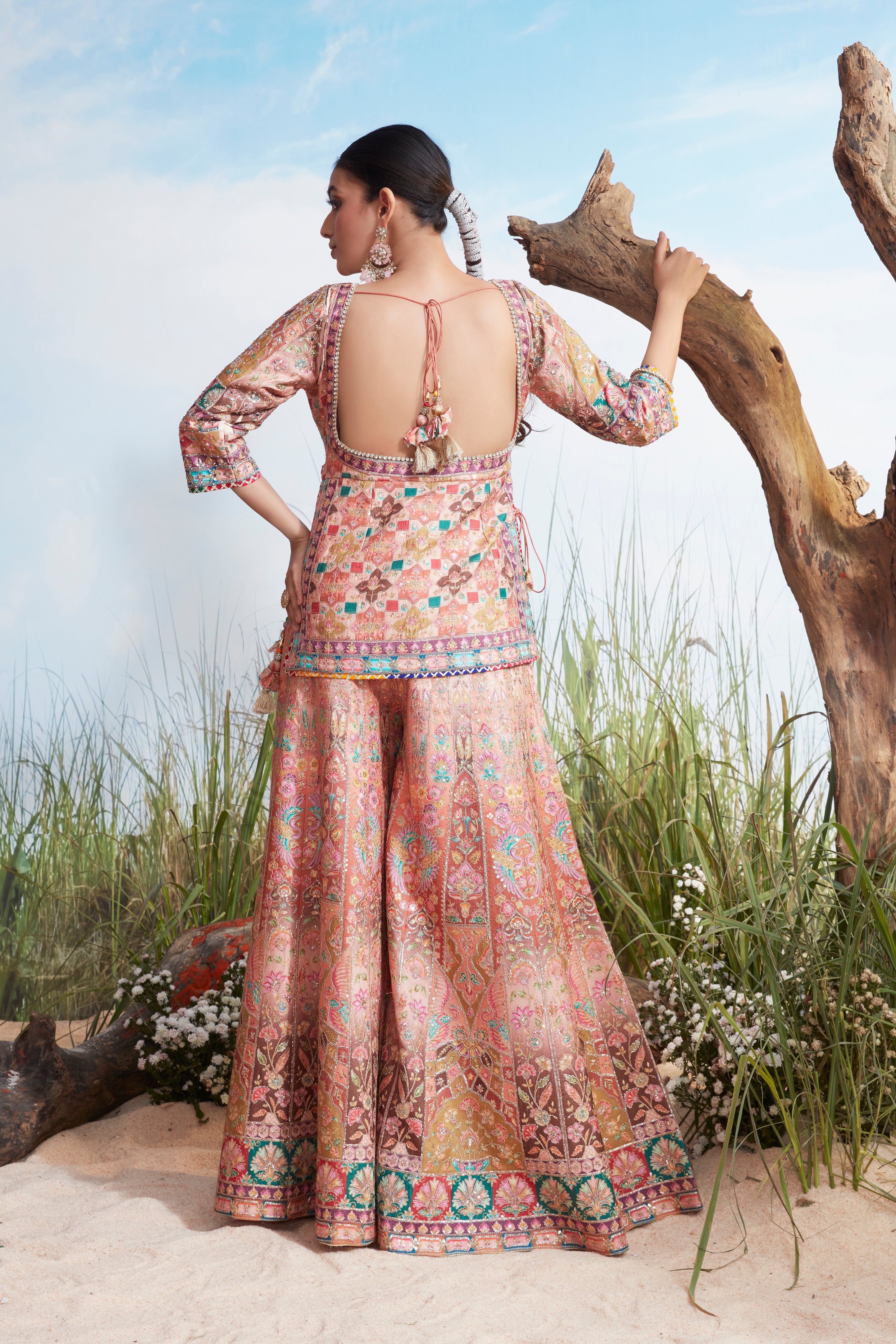Pastel Multi-Color Printed Premium Silk Palazzo Set