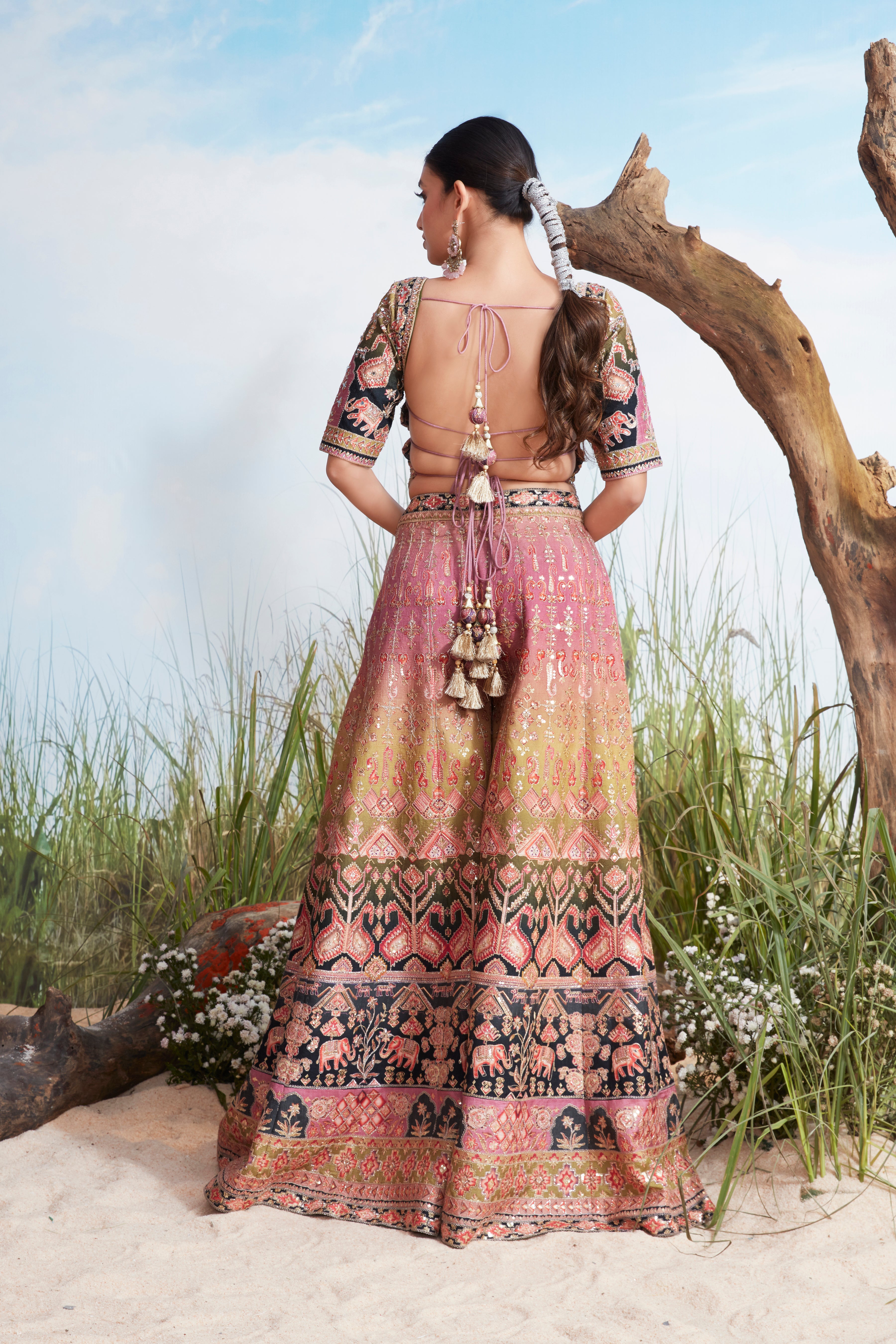 Multi-Color Ombre Premium Silk Palazzo Set