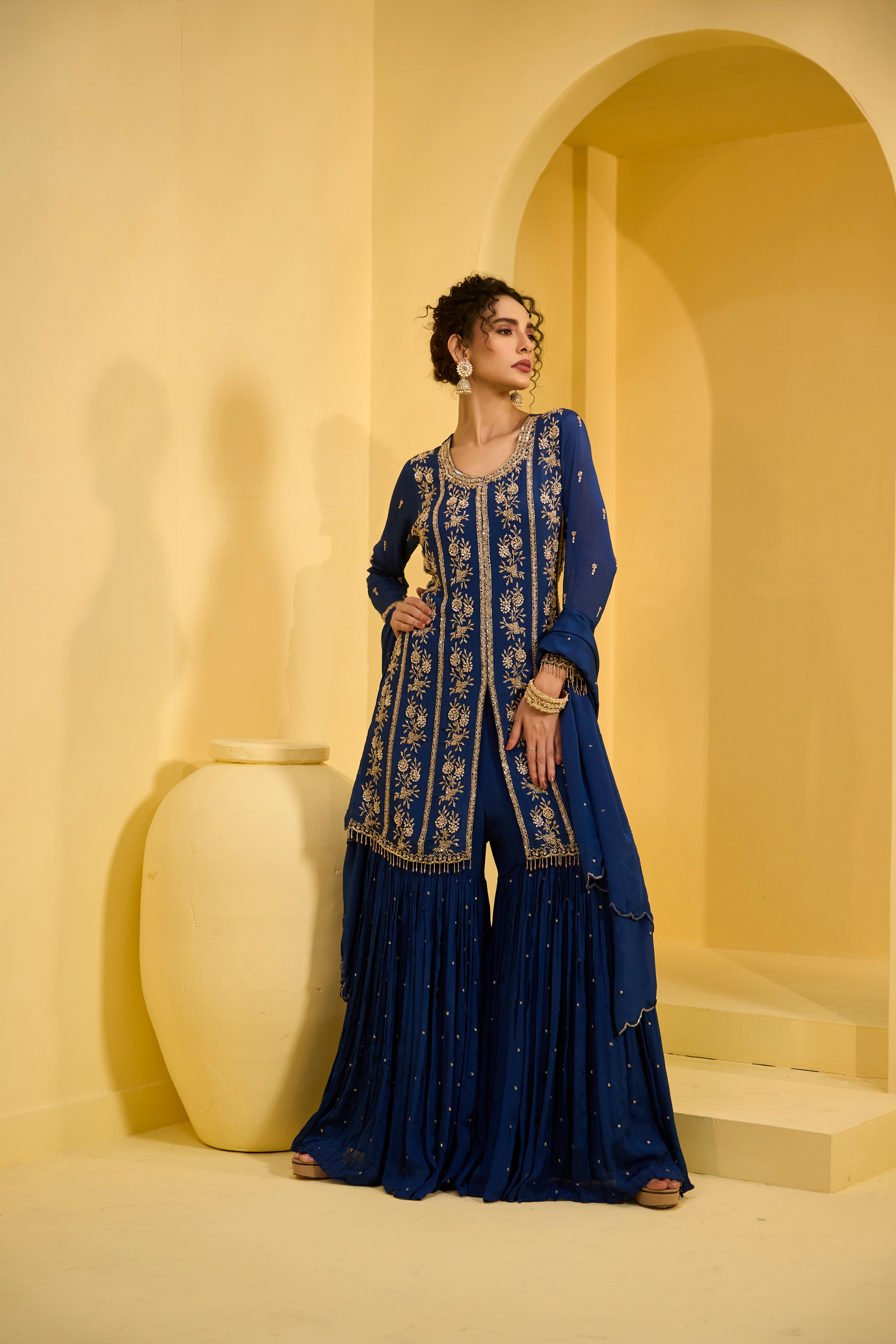 Fiza Handwork Chinon Silk Sharara Set