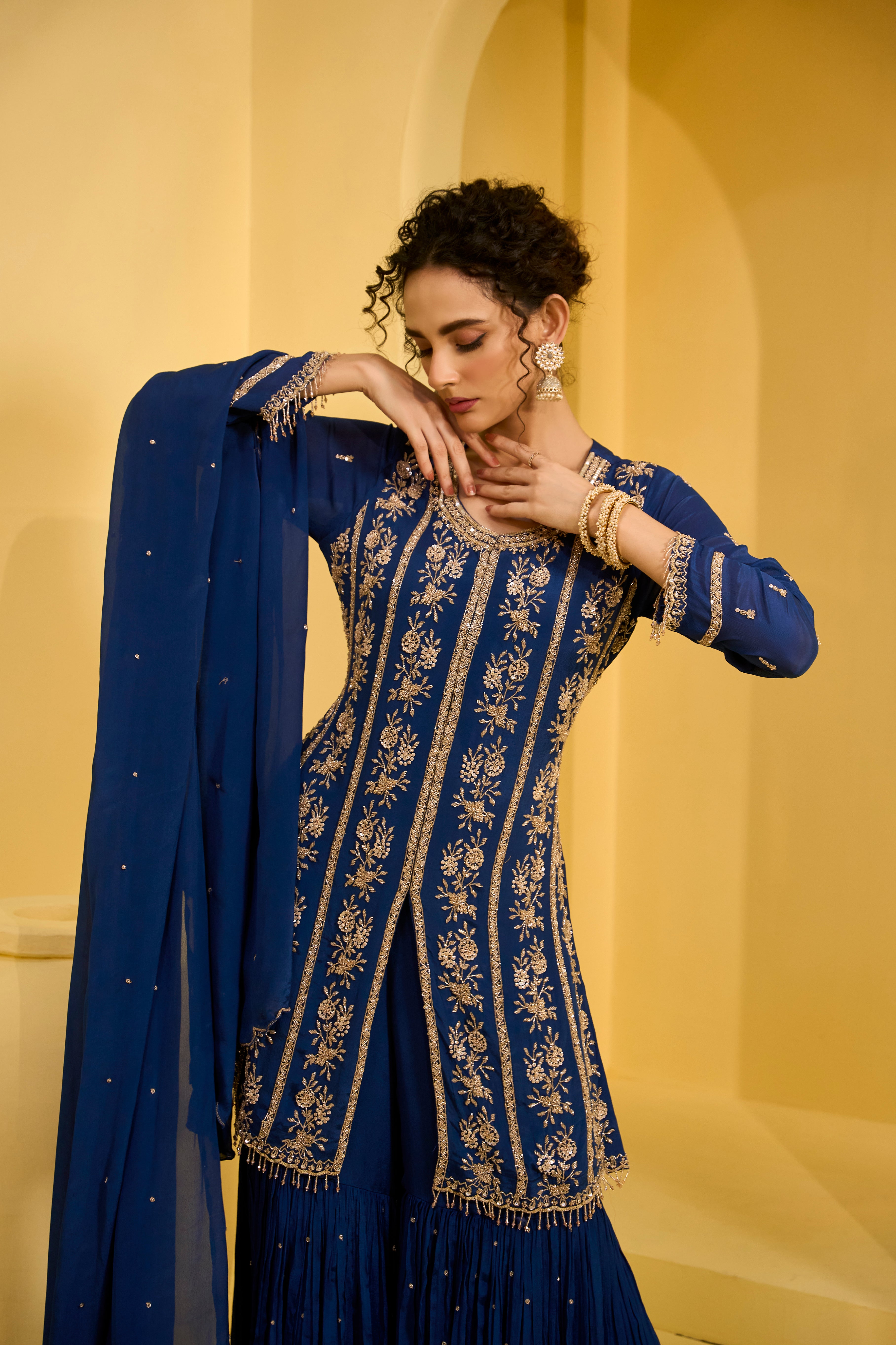 Fiza Handwork Chinon Silk Sharara Set