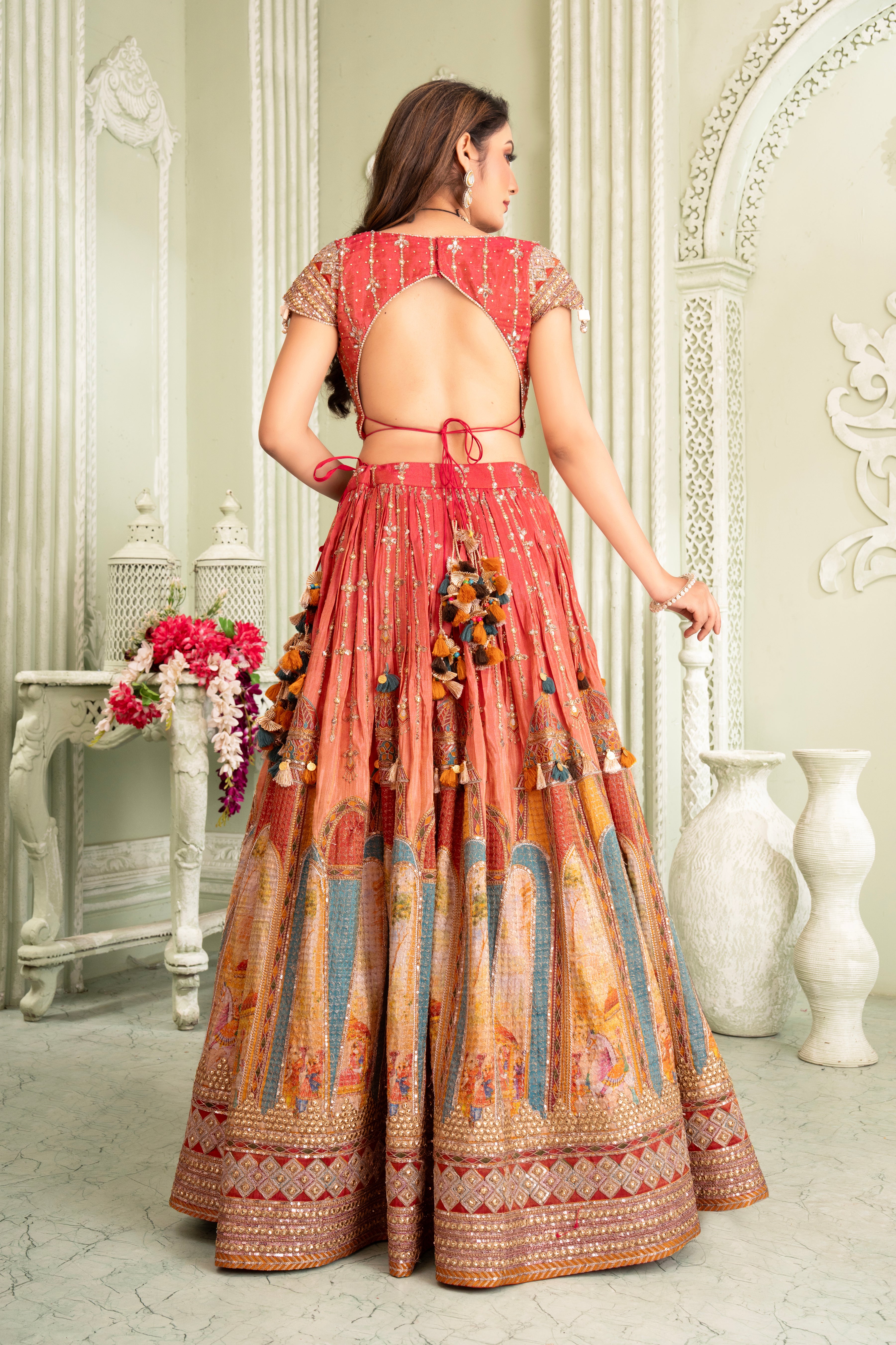 Rustic Red Printed Lehenga Set