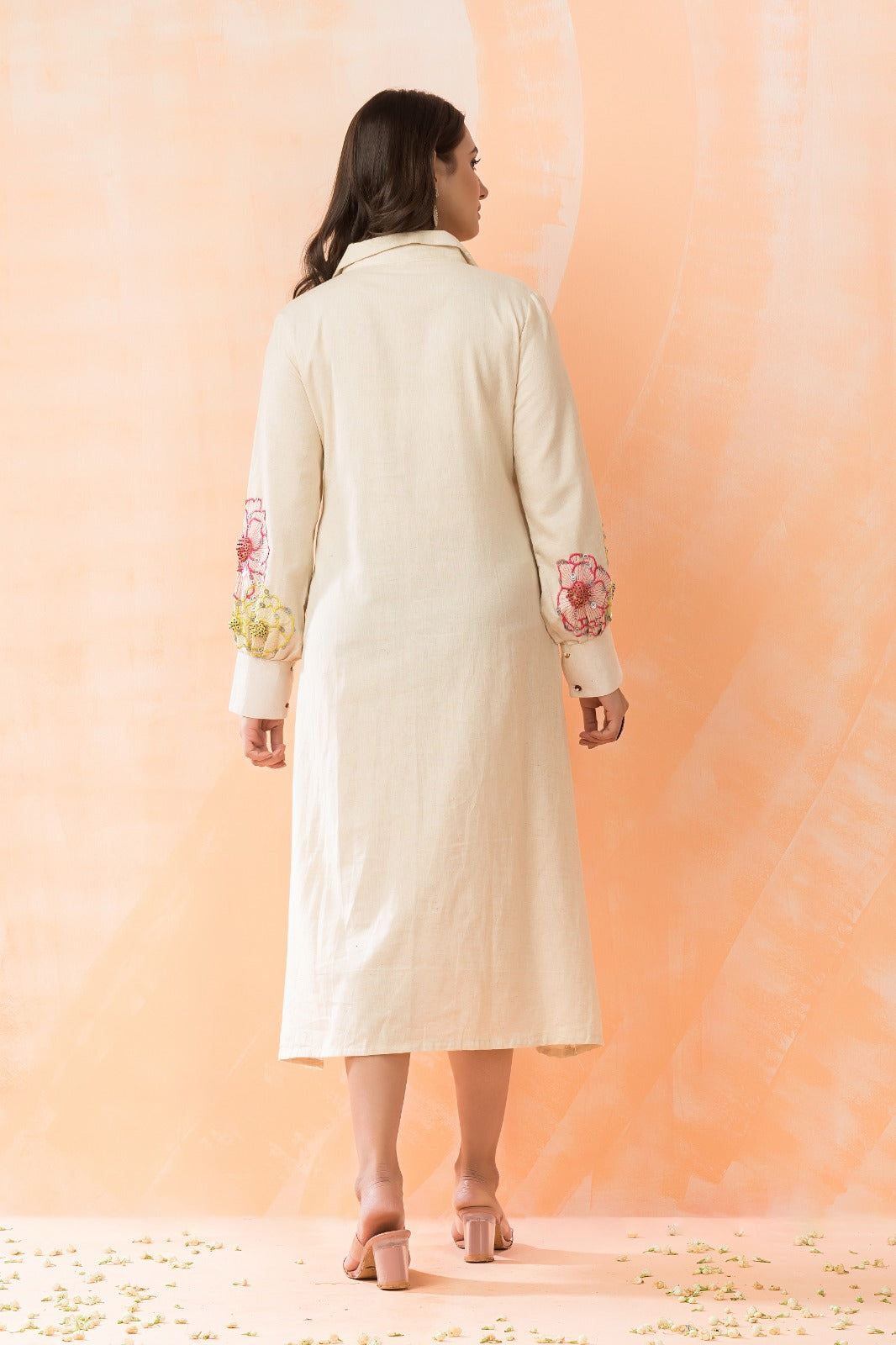Ivory Embellished Organic Cotton Dress