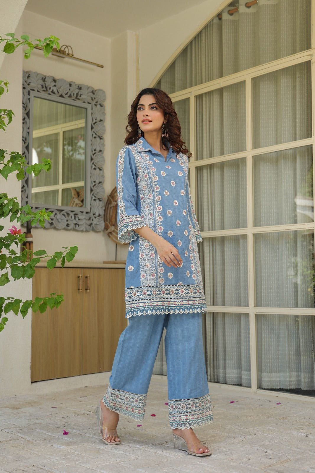 Classic Blue Embroidered Co-Ord Set