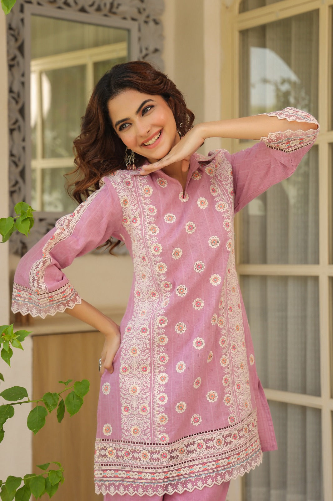 Classic Pink Embroidered Co-Ord Set