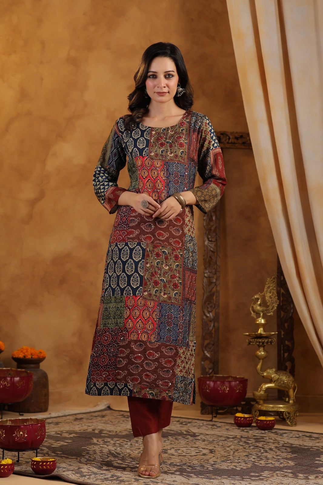 Multicolor Printed Premium Silk Kurta Set