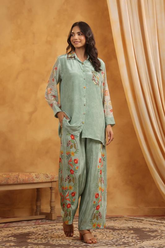 Sage Green Printed Co-Ord Set