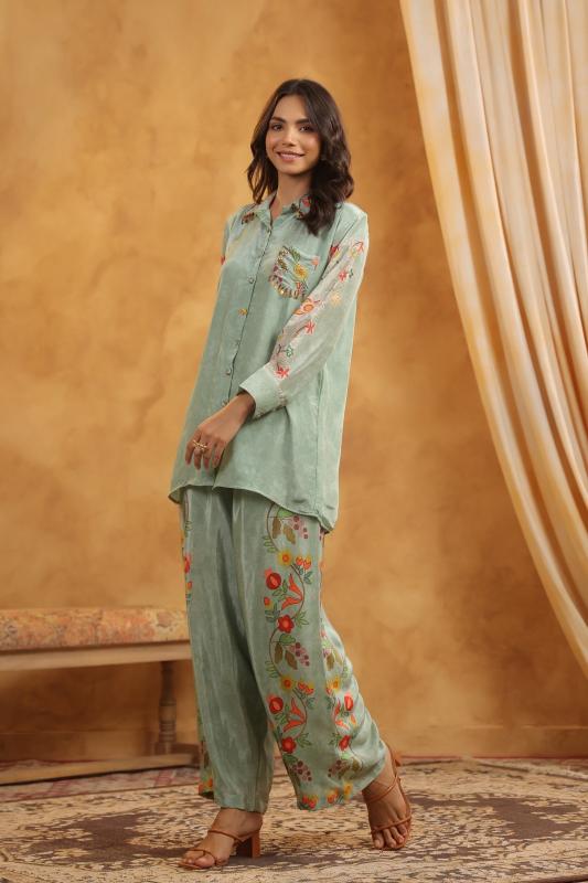 Sage Green Printed Co-Ord Set