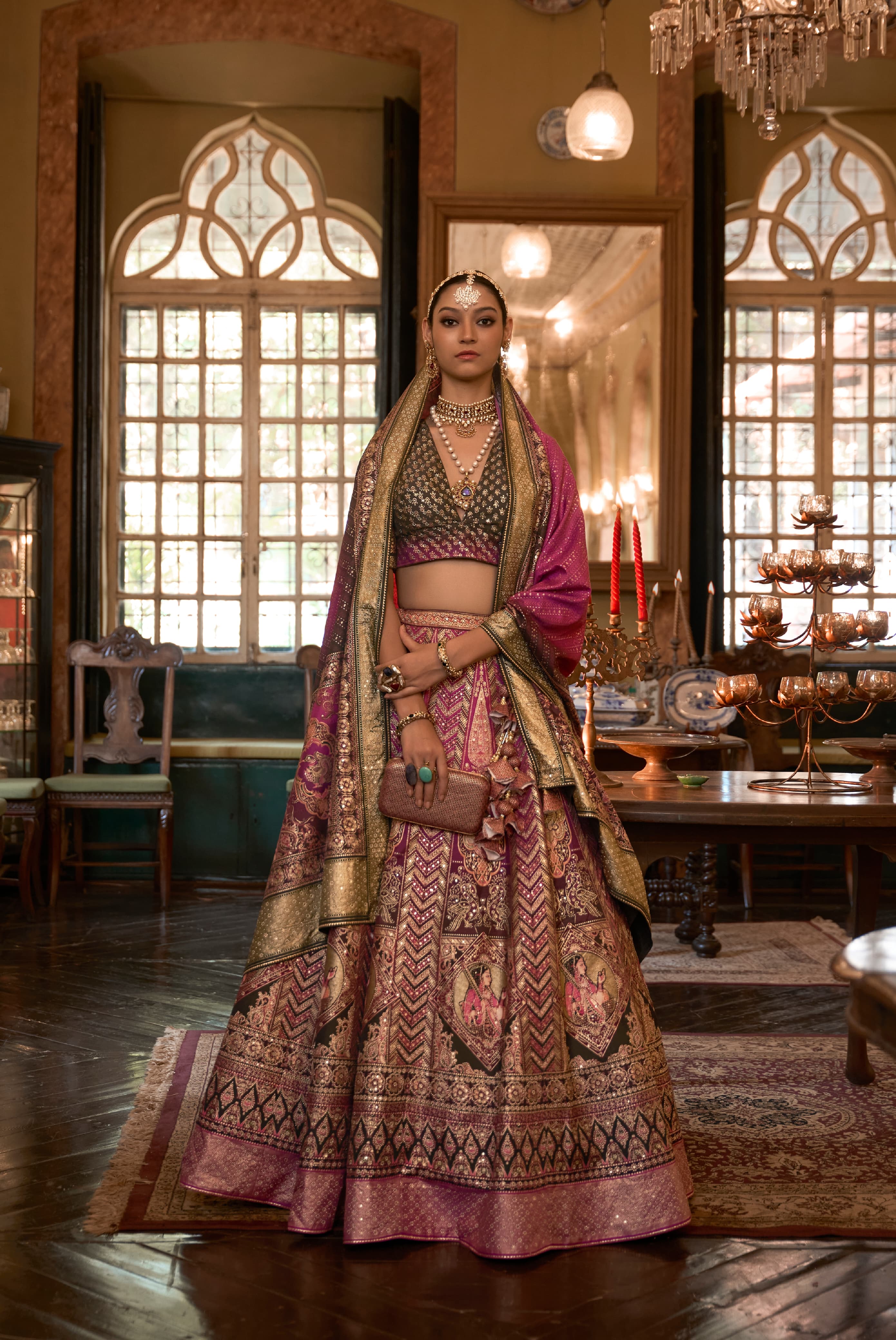Royal Hot Pink Embroidered Premium Silk Lehenga Set