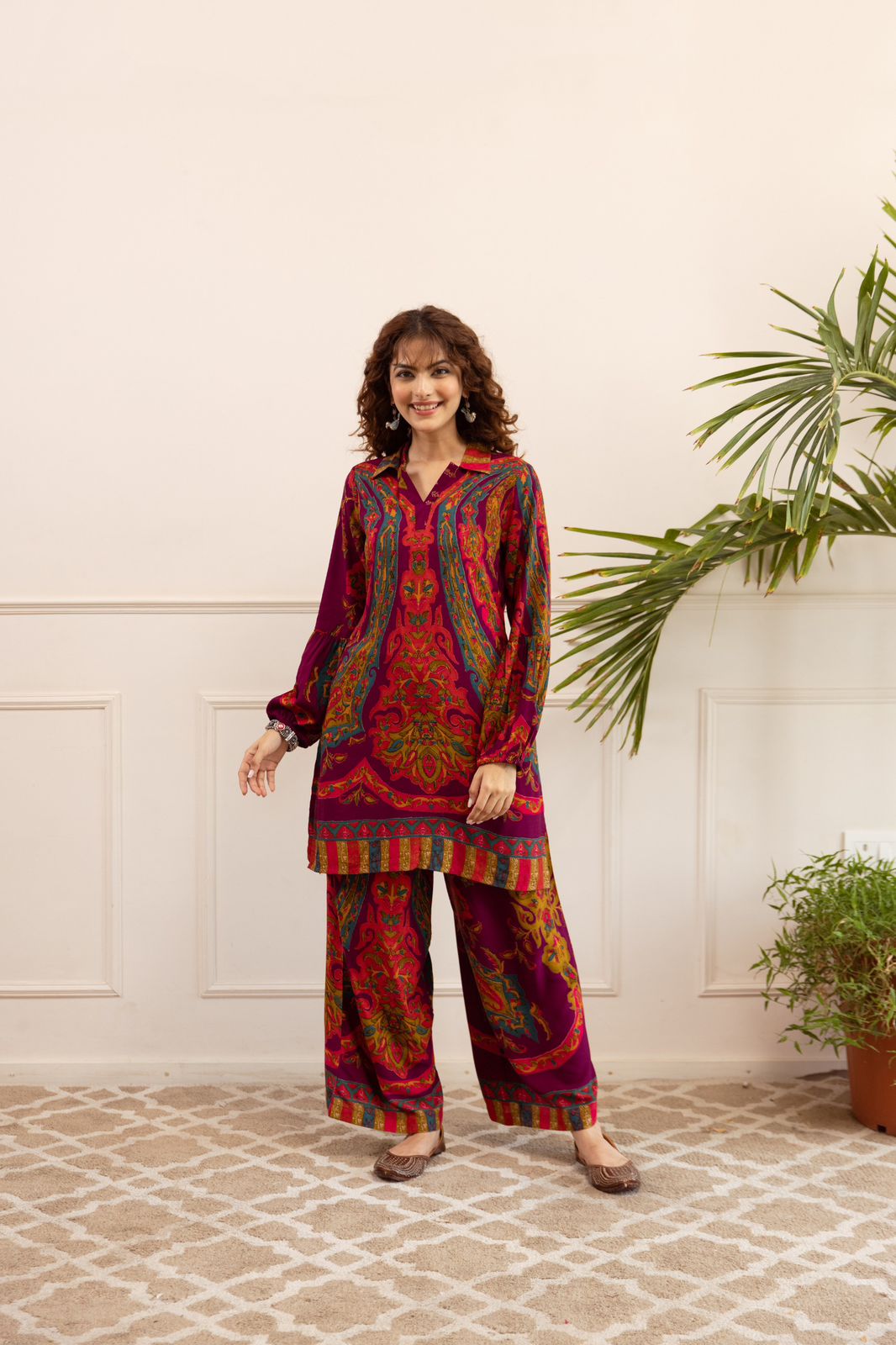 Multi Color Printed Rayon Co-Ord Set