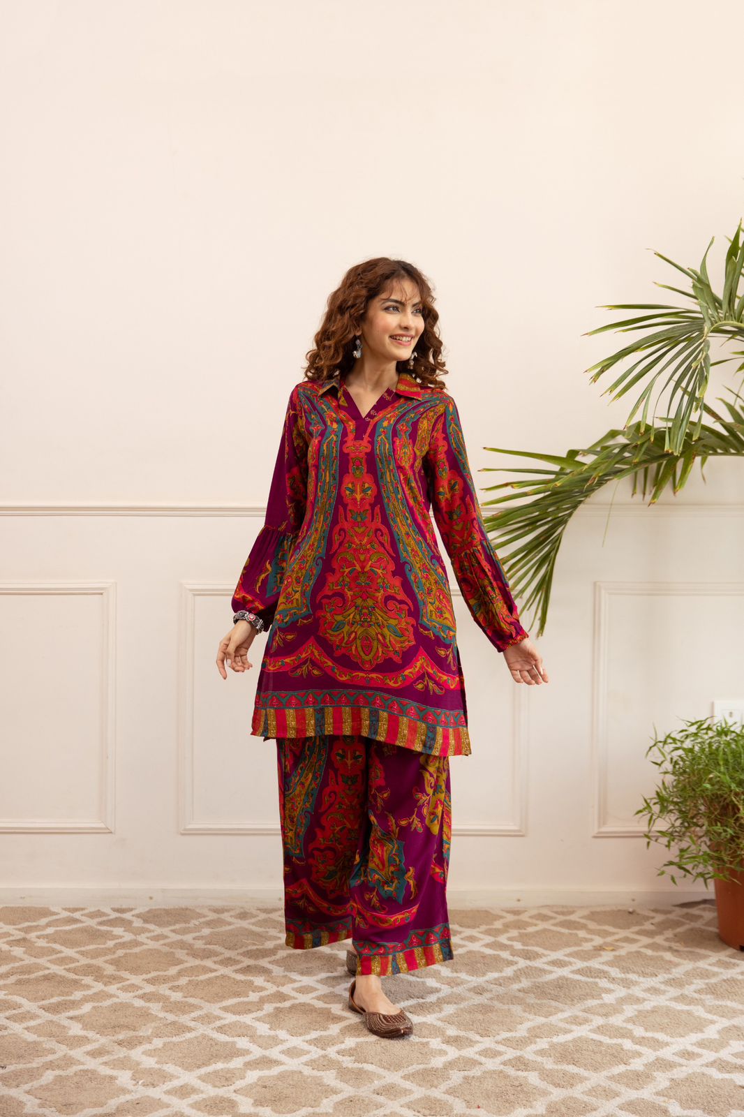 Multi Color Printed Rayon Co-Ord Set