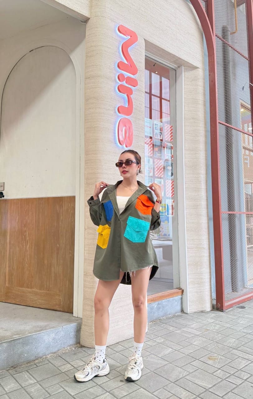 Olive Green Denim Twill Shirt Style Top