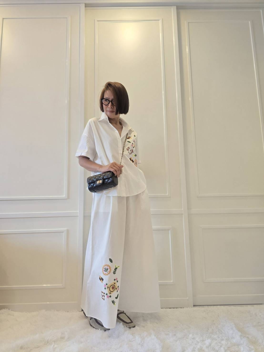 Crisp White Abstract Embroidered Cotton Co-ord Set