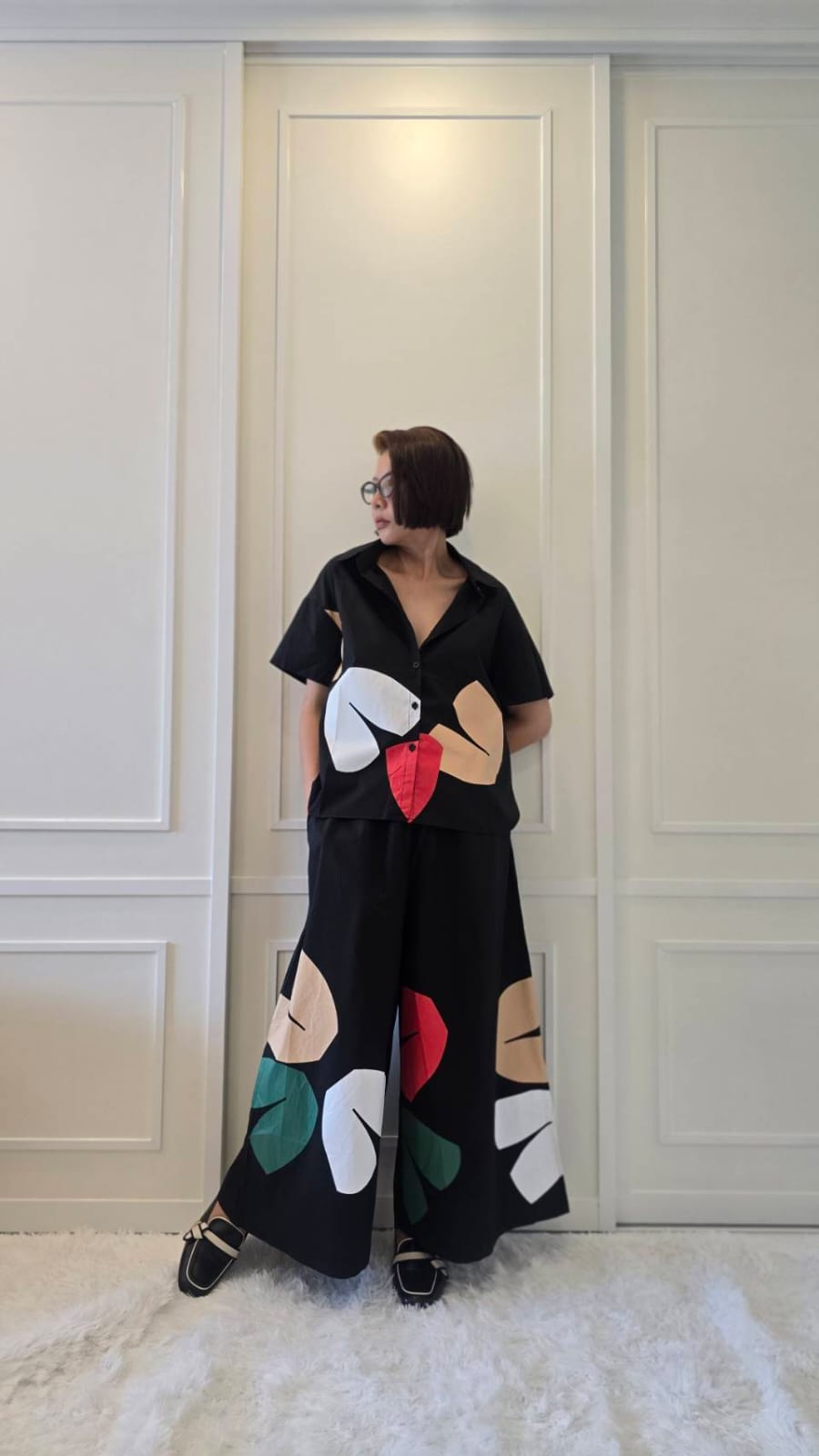 Classic Black. Abstract Printed Cotton Co-ord Set