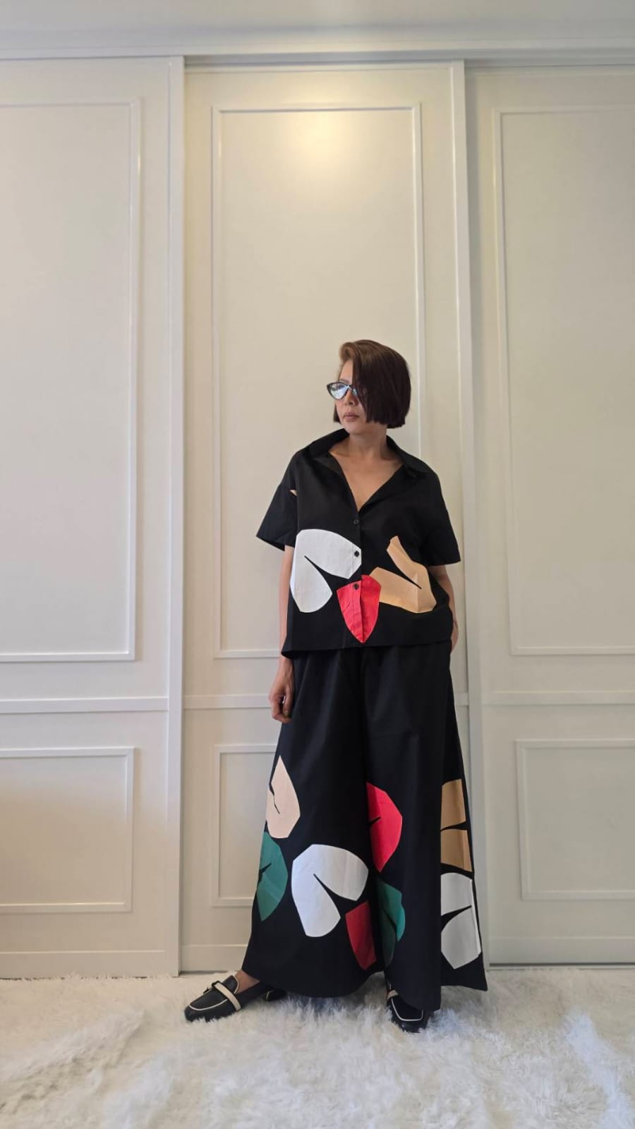 Classic Black. Abstract Printed Cotton Co-ord Set