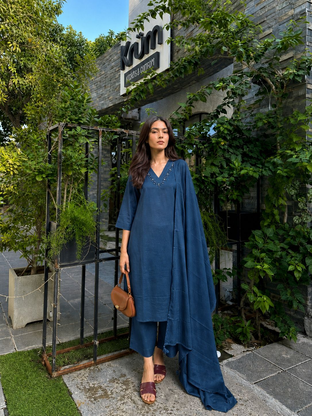 Midnight Embellished Cotton Pant Set