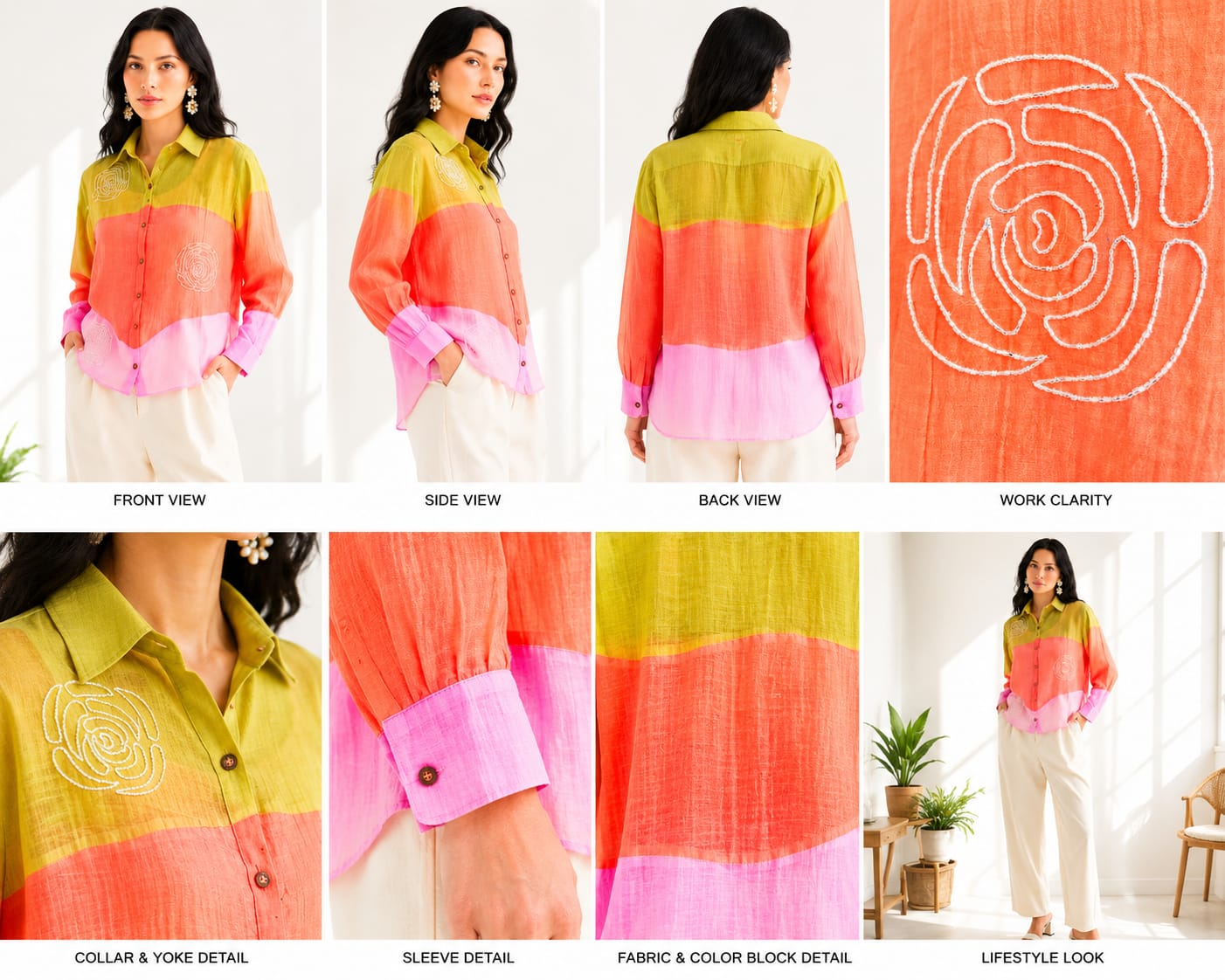 Sunset Embellished Mul-Chanderi Silk Shirt