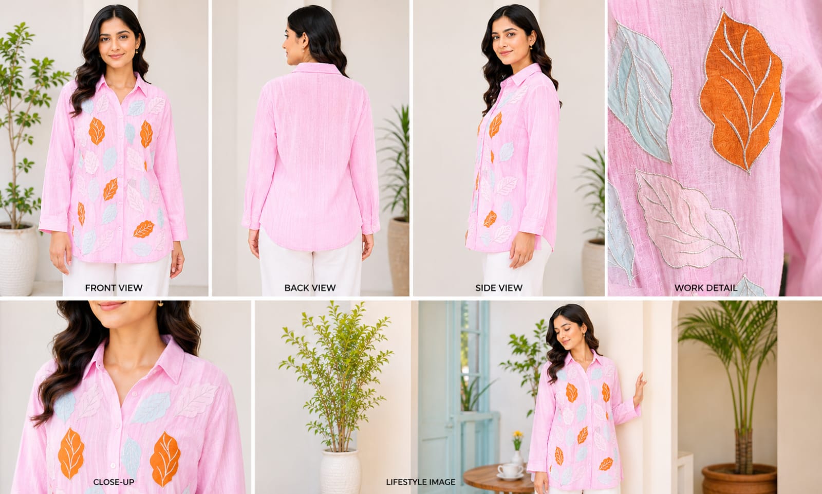 Blush Embellished Mul-Chanderi Silk Shirt