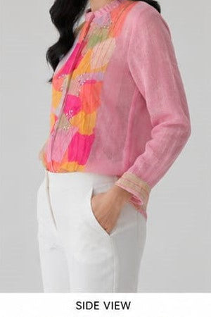 Mosaic Embellished Mul-Chanderi Silk Shirt