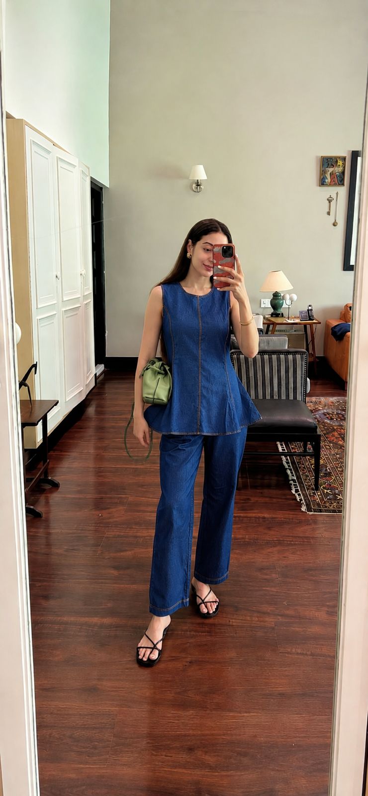 Indigo Peplum Soft Denim Co-Ord Set