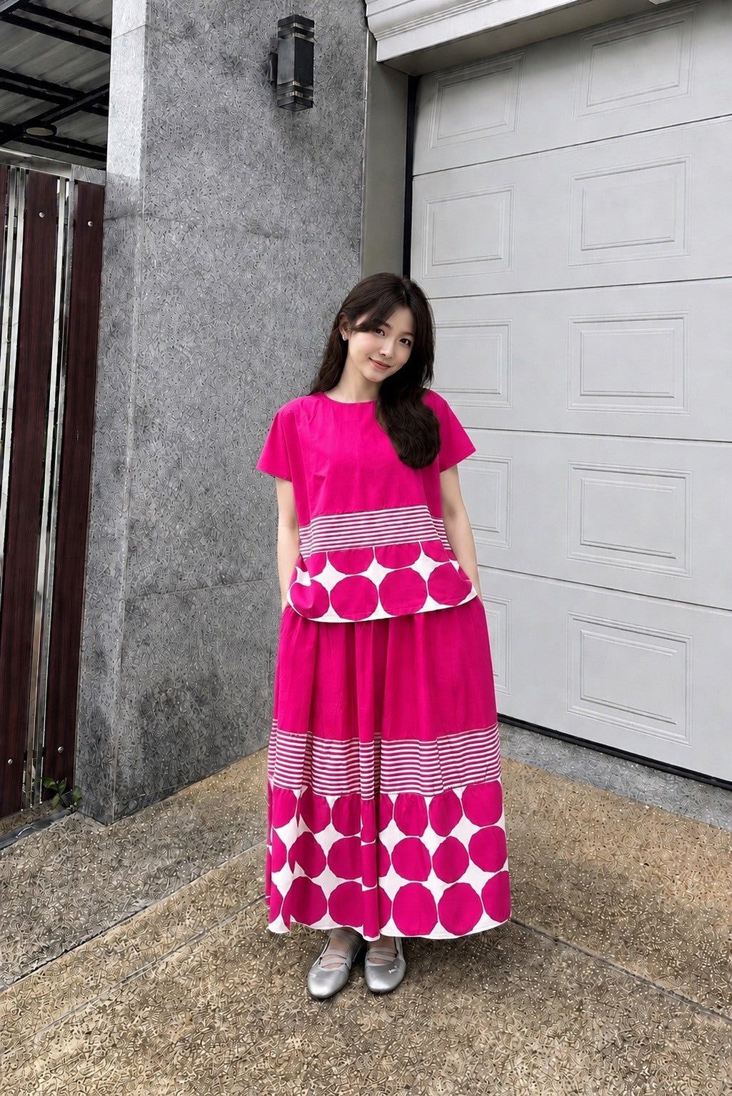 Hot Pink Plastisol Print Cotton Co-Ord Set