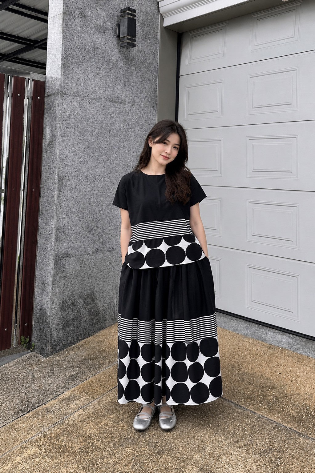 Black Plastisol Print Cotton Co-Ord Set