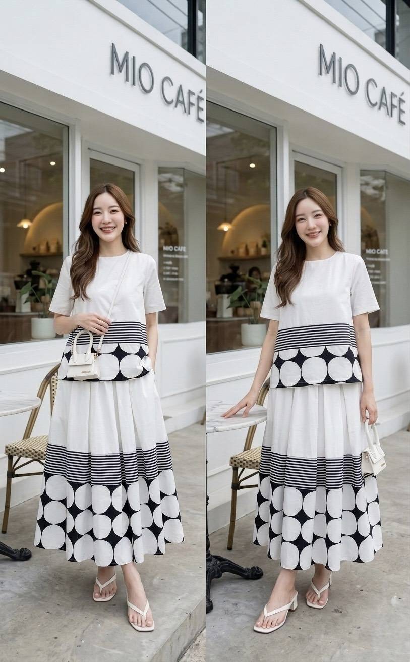 White Plastisol Print Cotton Co-Ord Set