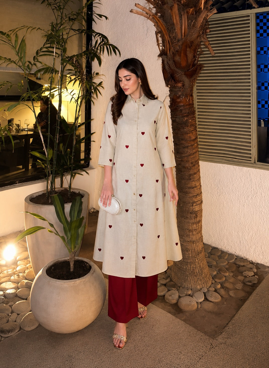 Heart Flex Embroidered Cotton Kurta Set