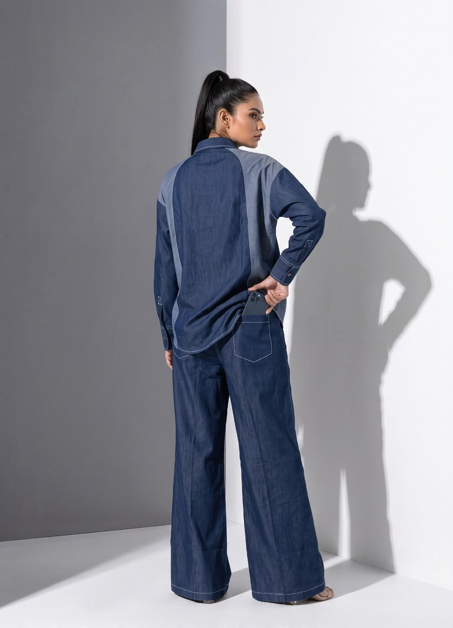 Indigo Muse Paneled Denim Co-Ord Set