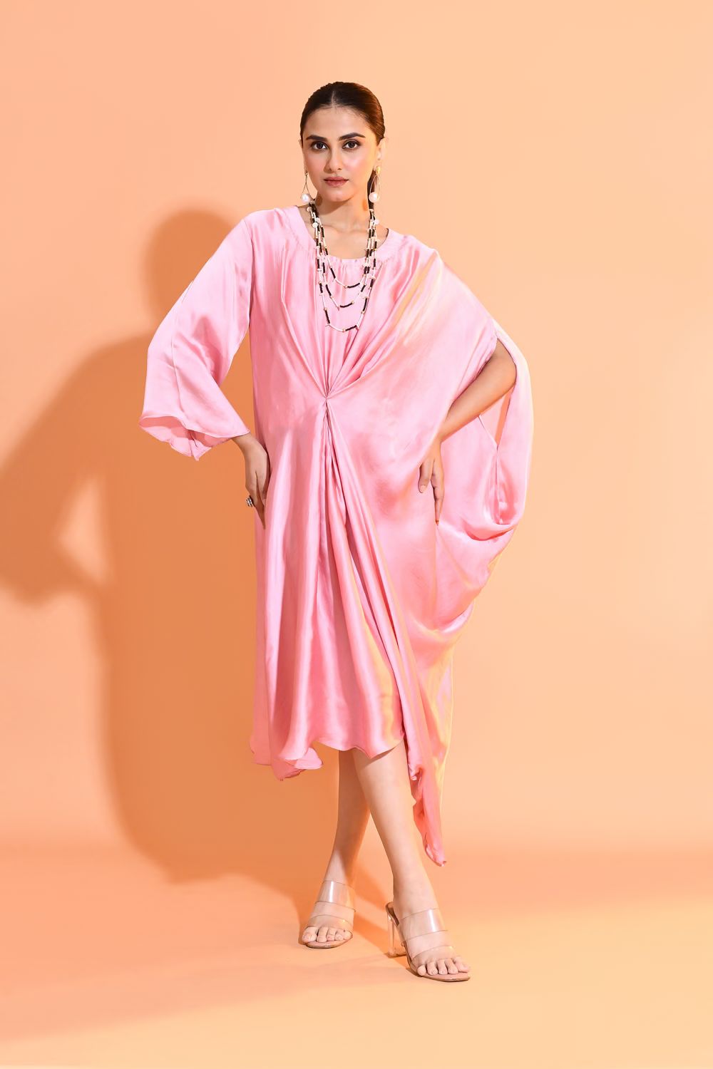 Blush Pink Embellished Premium Georgette Dress