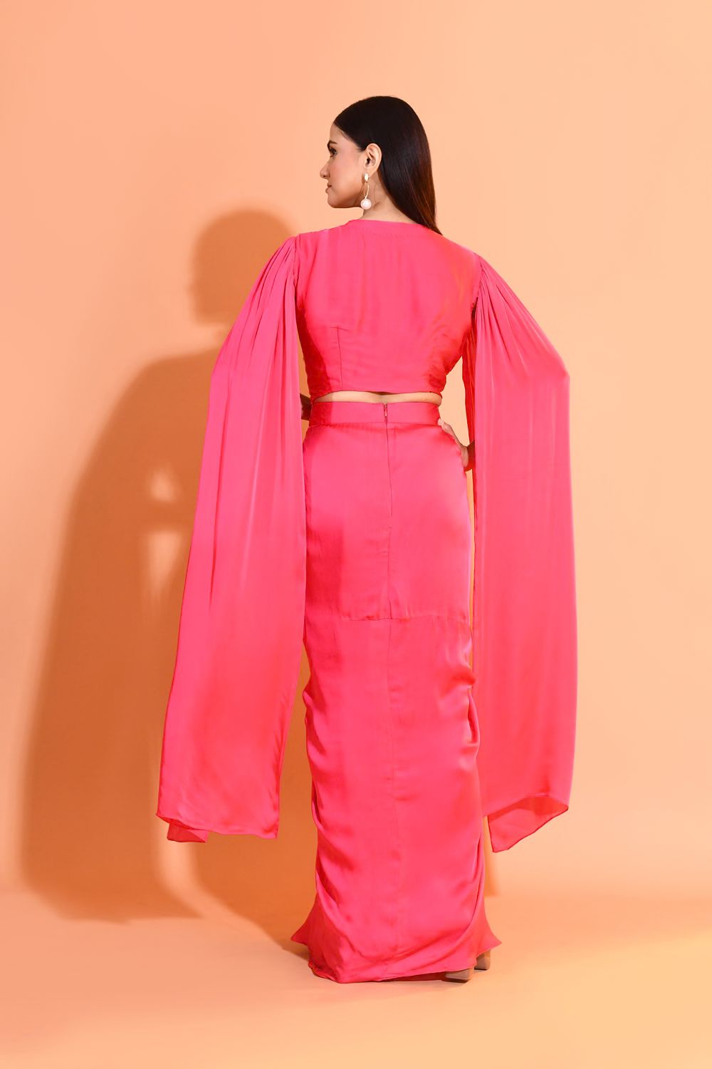 Pink Embellished Premium Georgette Skirt Set