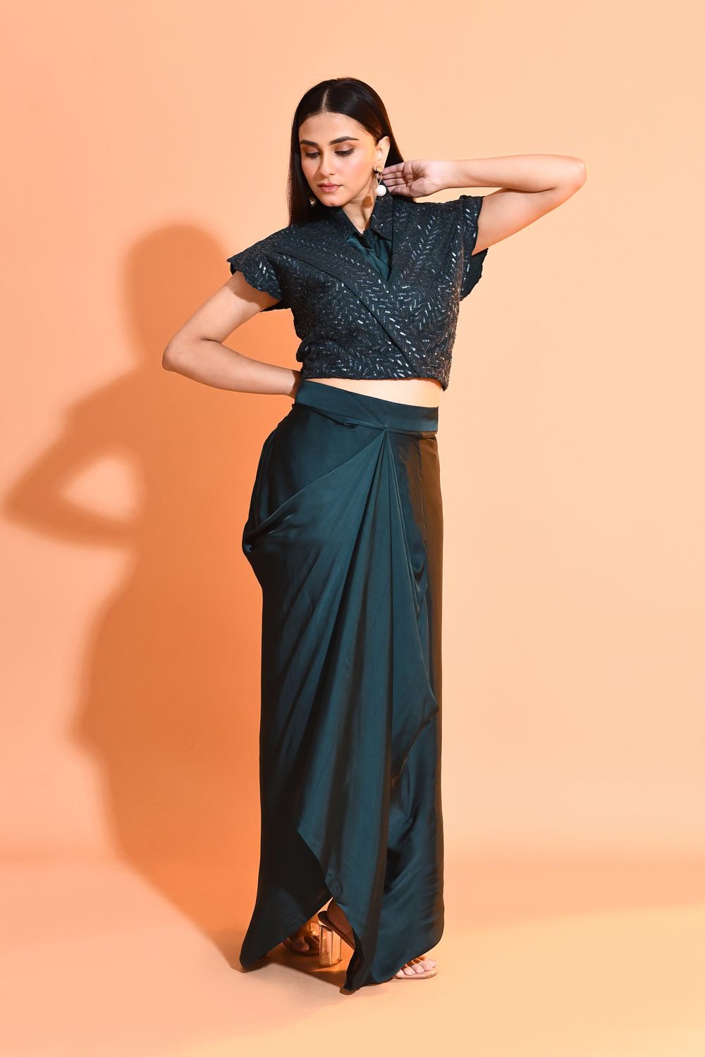 Emerald Embellished Premium Georgette Skirt Set