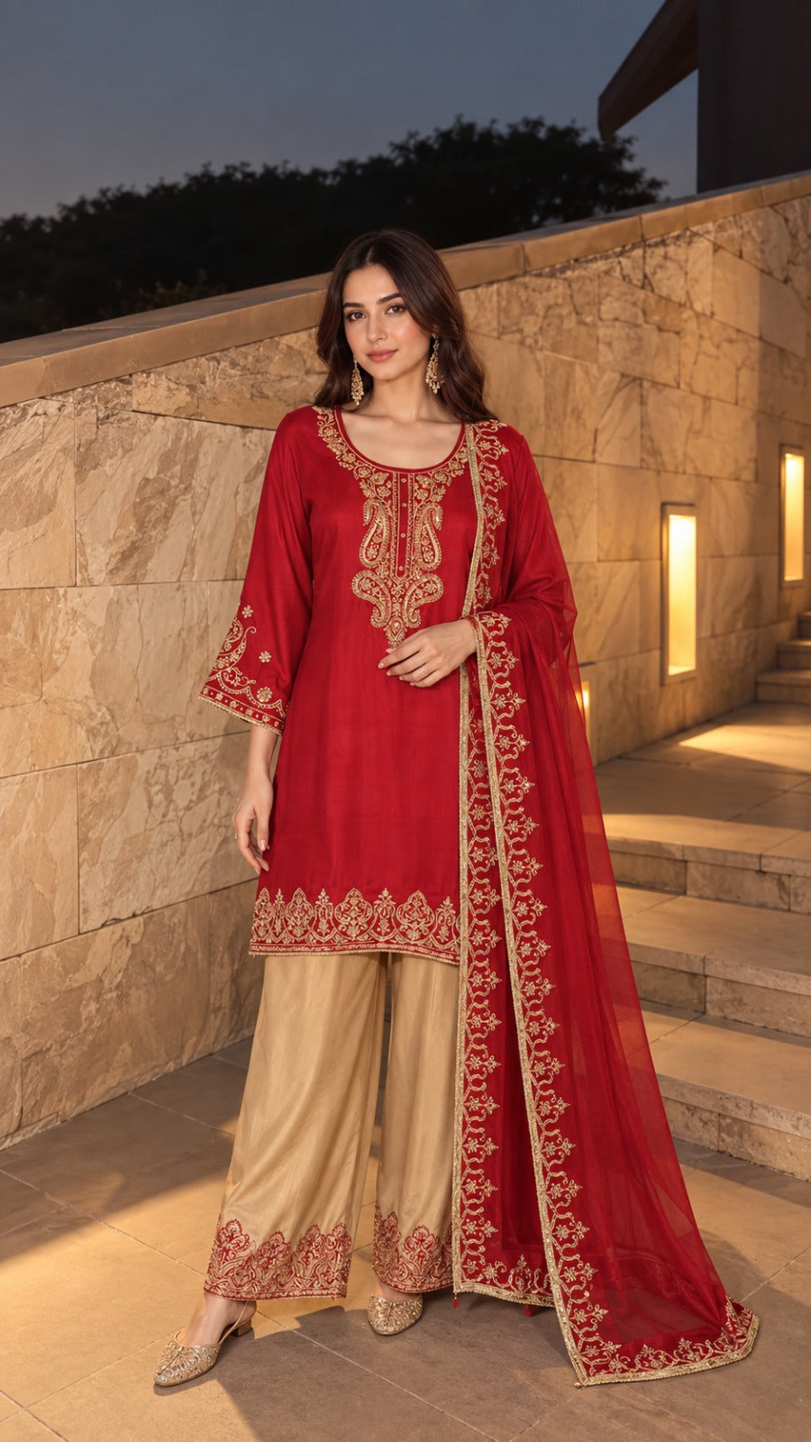 Regal Rani Embellished Mul Chanderi Silk Suit Set