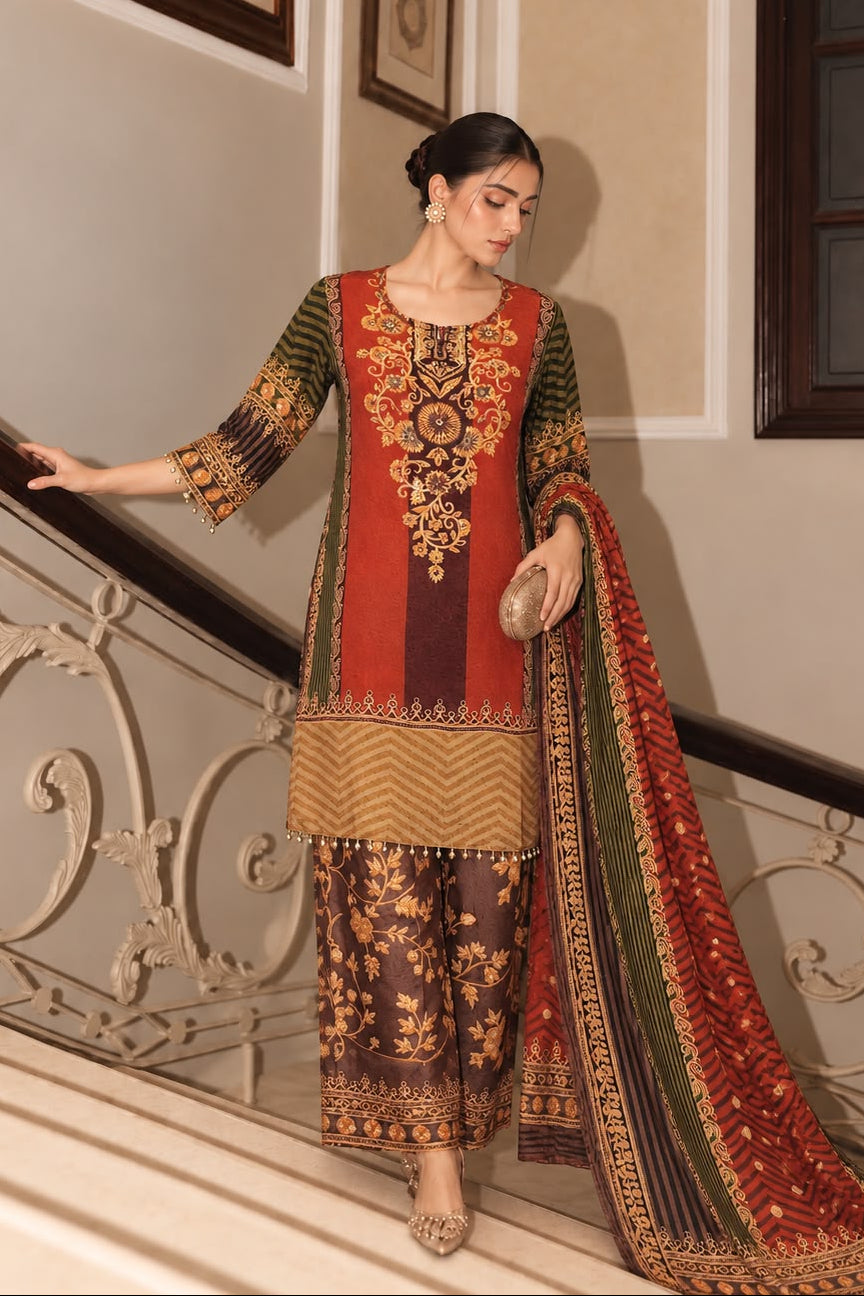 Vibrant Red Embellished Crepe Silk Palazzo Set