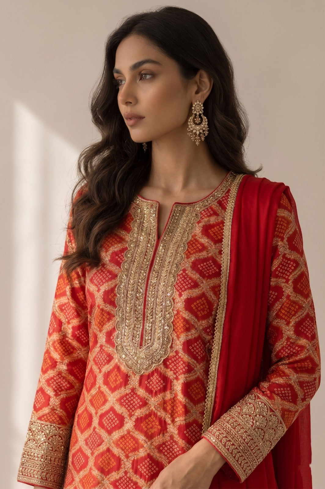 Crimson Red Embellished Georgette Silk Salwar Set