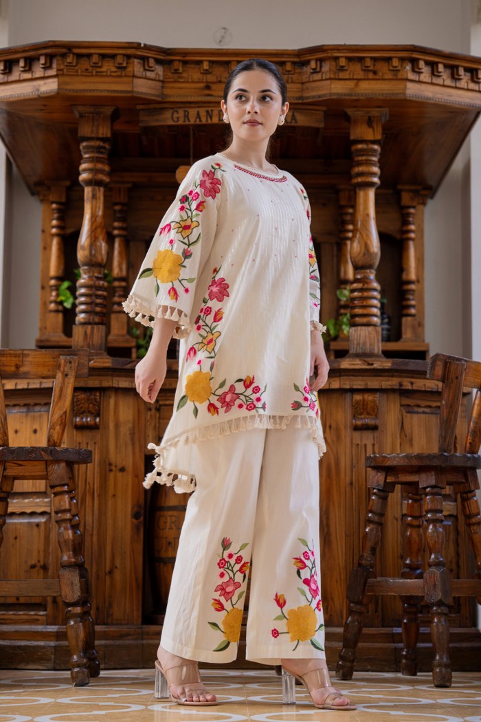 Frost Ivory Embroidered Cotton Co-Ord Set