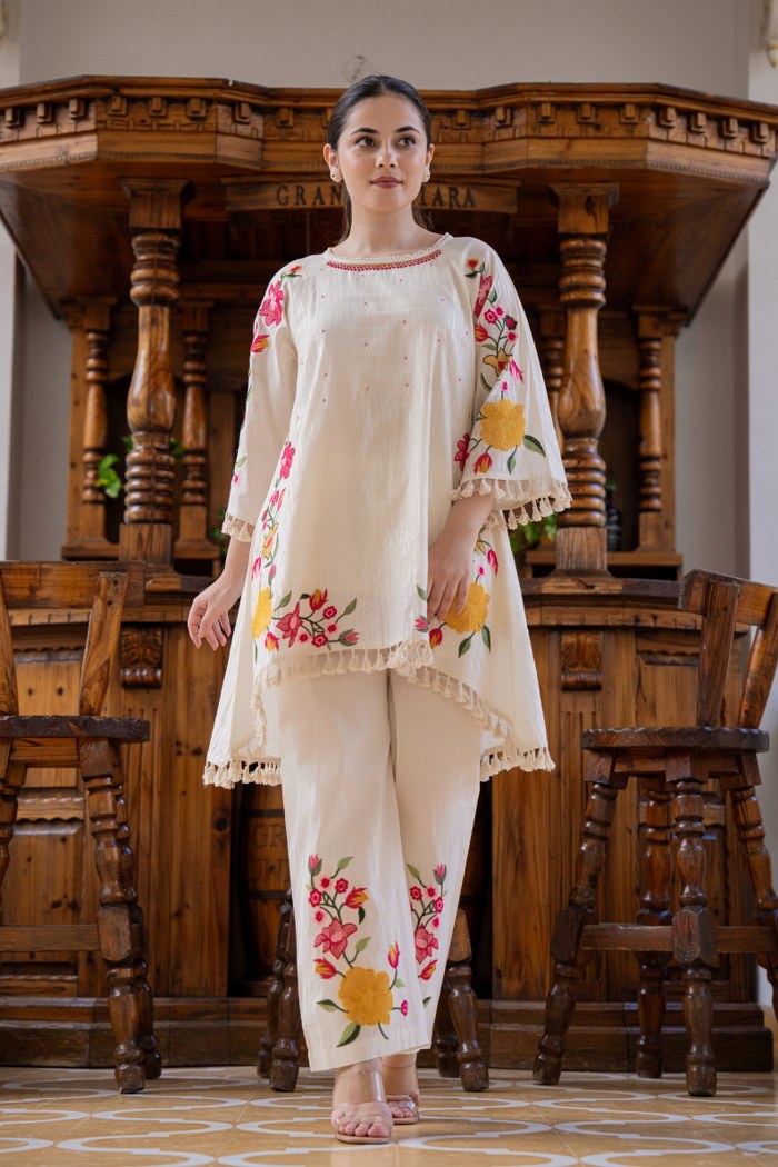 Frost Ivory Embroidered Cotton Co-Ord Set