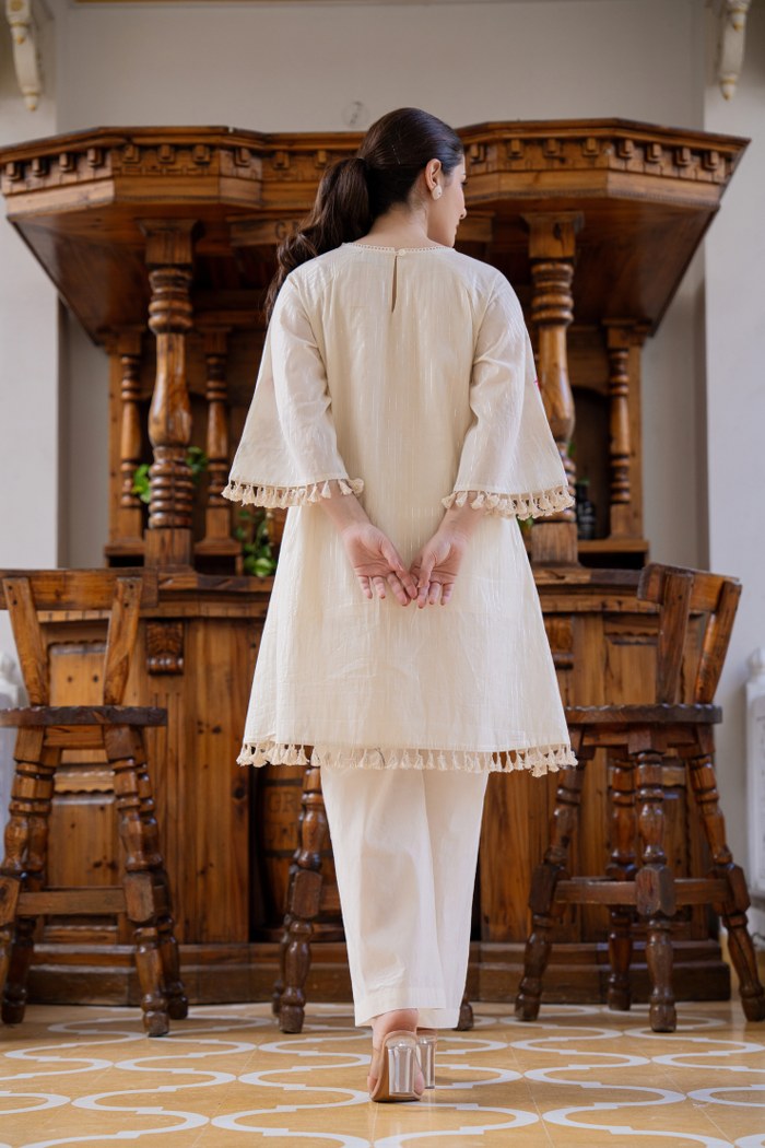Frost Ivory Embroidered Cotton Co-Ord Set