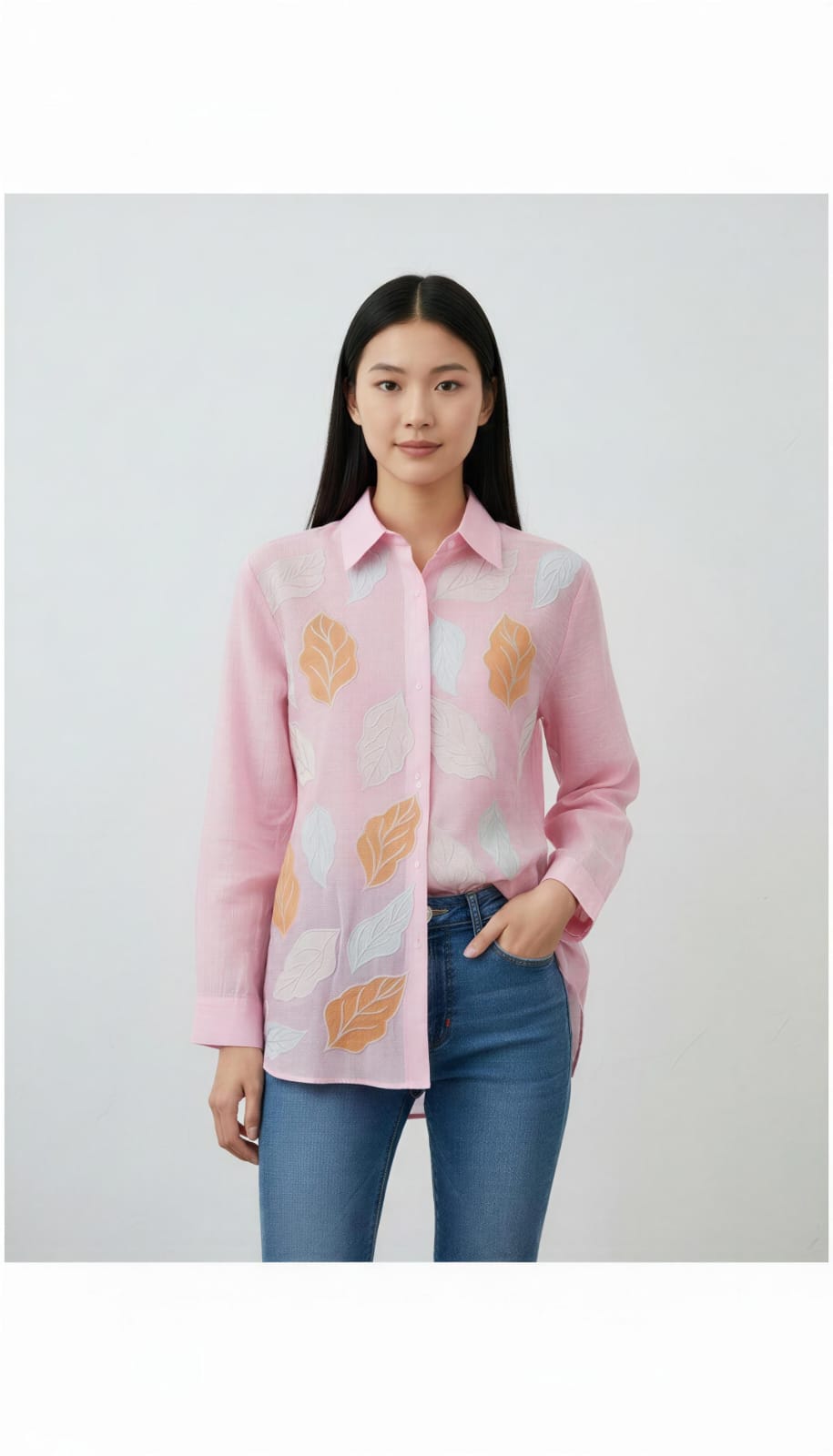 Blush Embellished Mul-Chanderi Silk Shirt