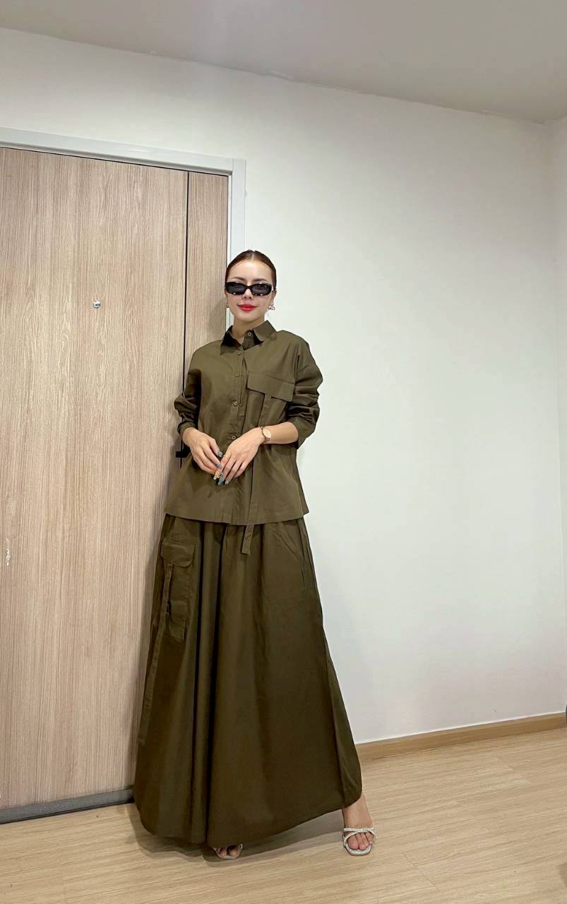 Army Green Cotton Co-Ord Set