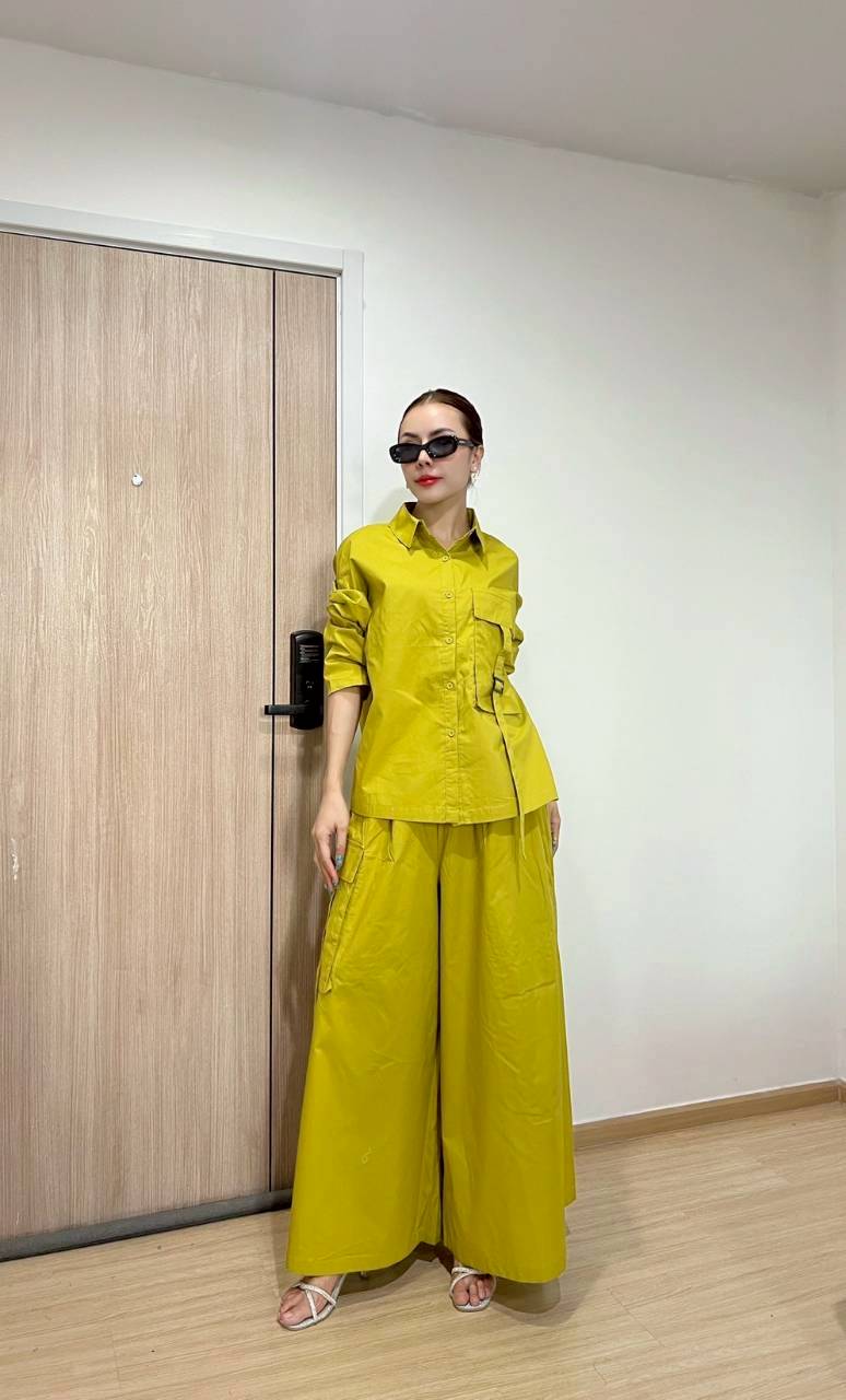 Chartreuse Green Cotton Co-Ord Set