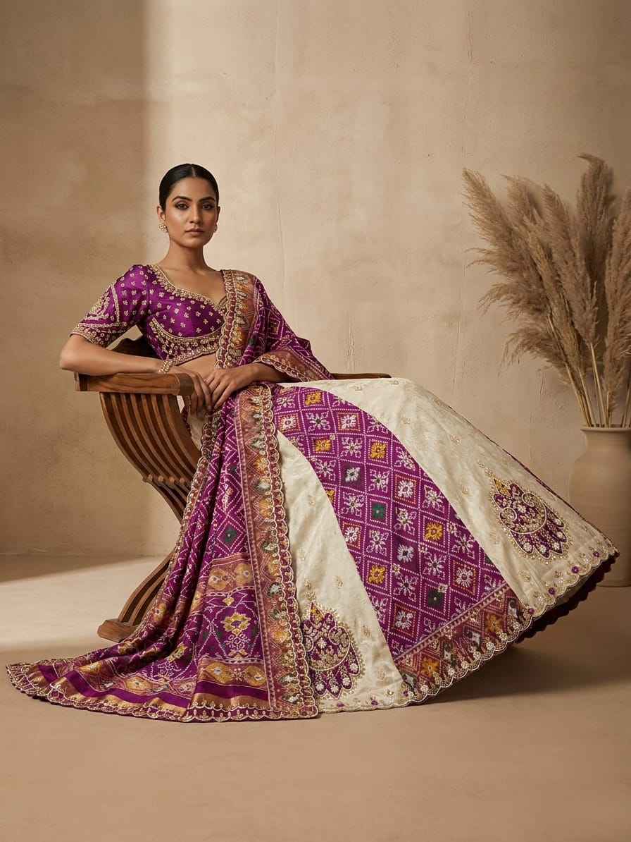 Purple Heritage Patola Premium Silk Lehenga Set