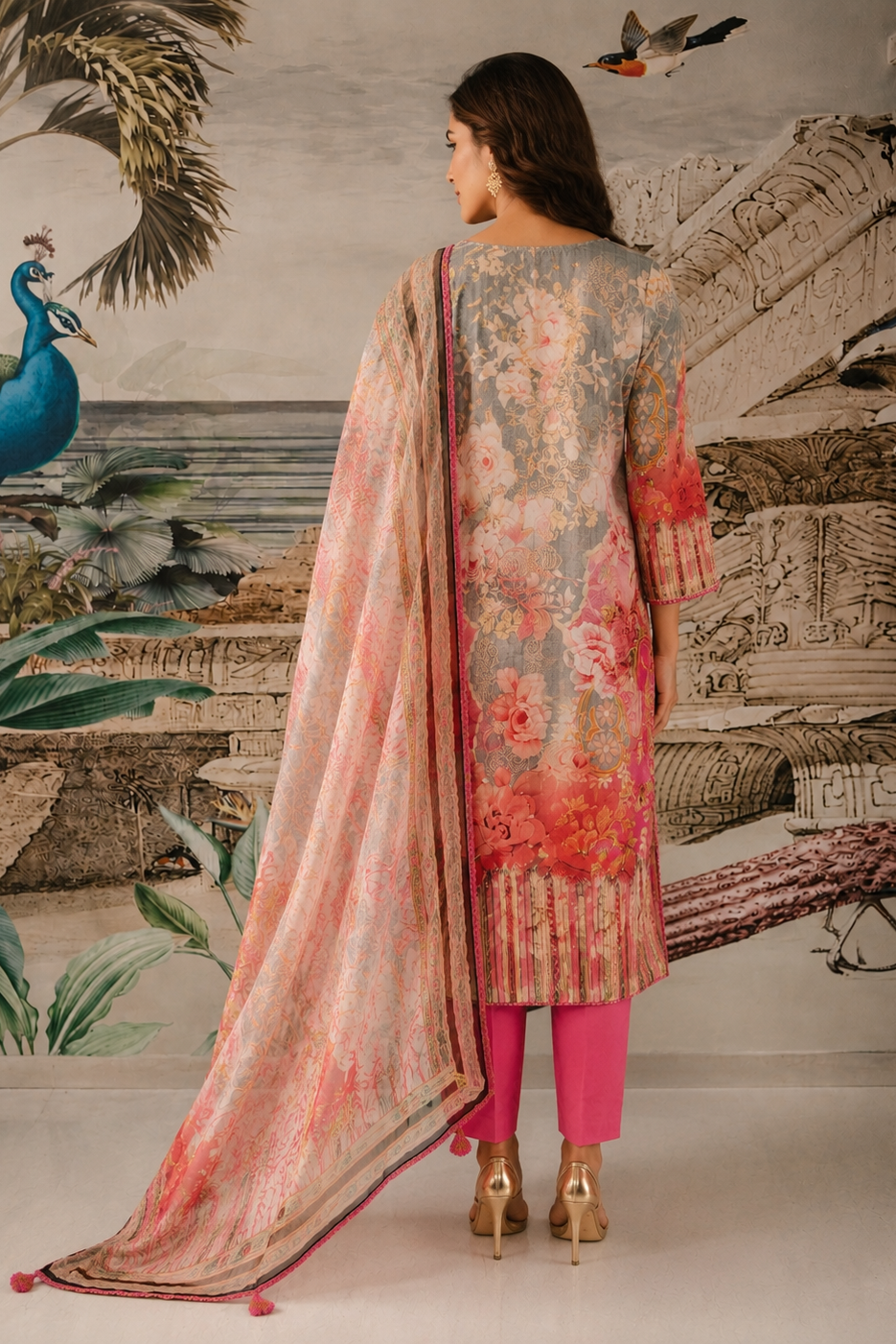 Multicolor Floral Printed Cotton Pant Set