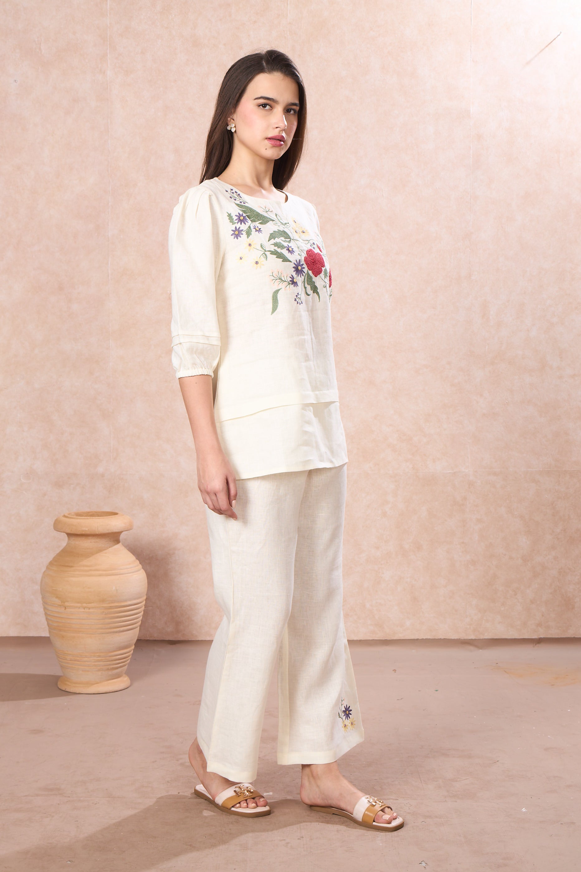 Ivory Garden Printed Linen Co-Ord Set