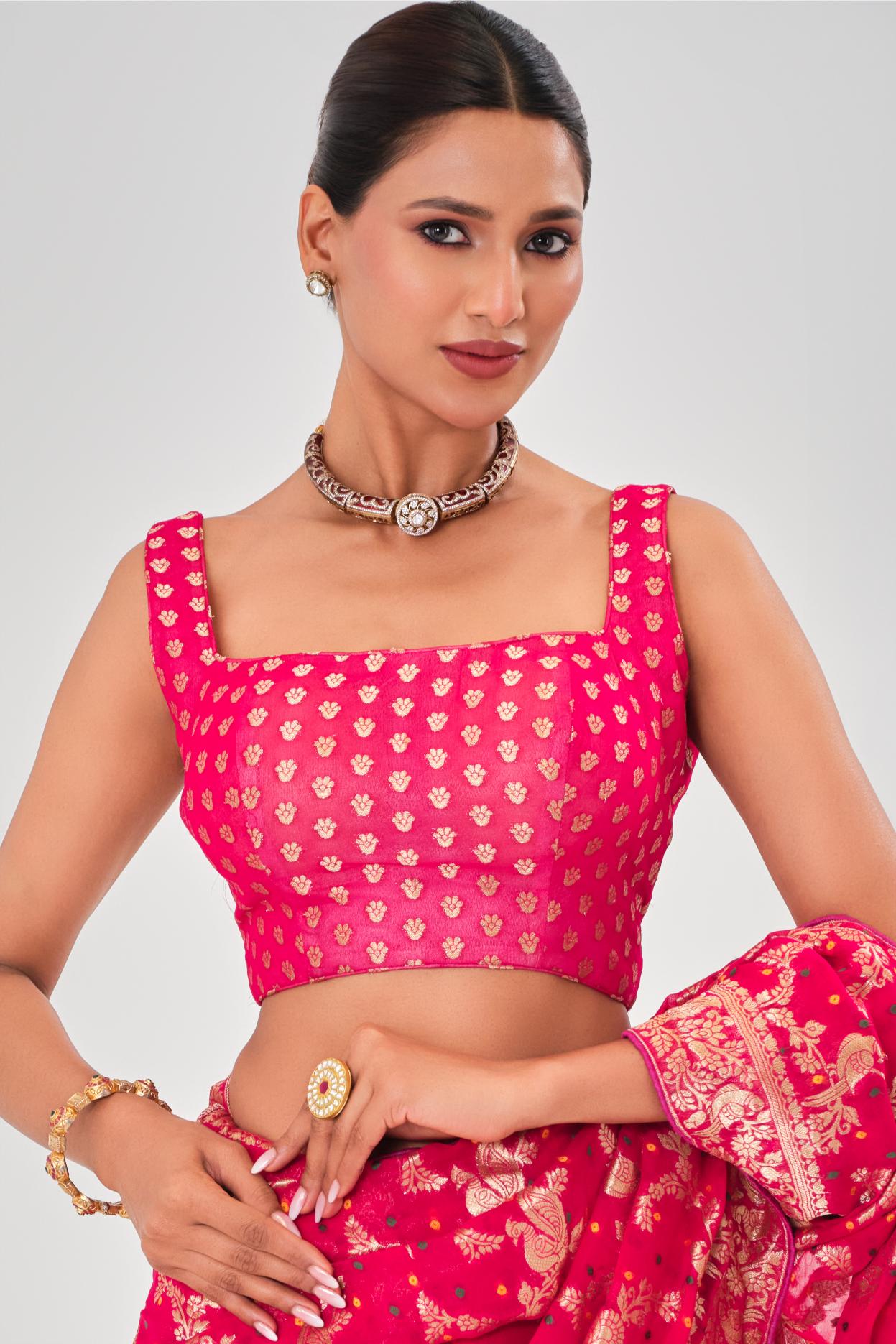 Red Banarasi Georgette Silk Saree