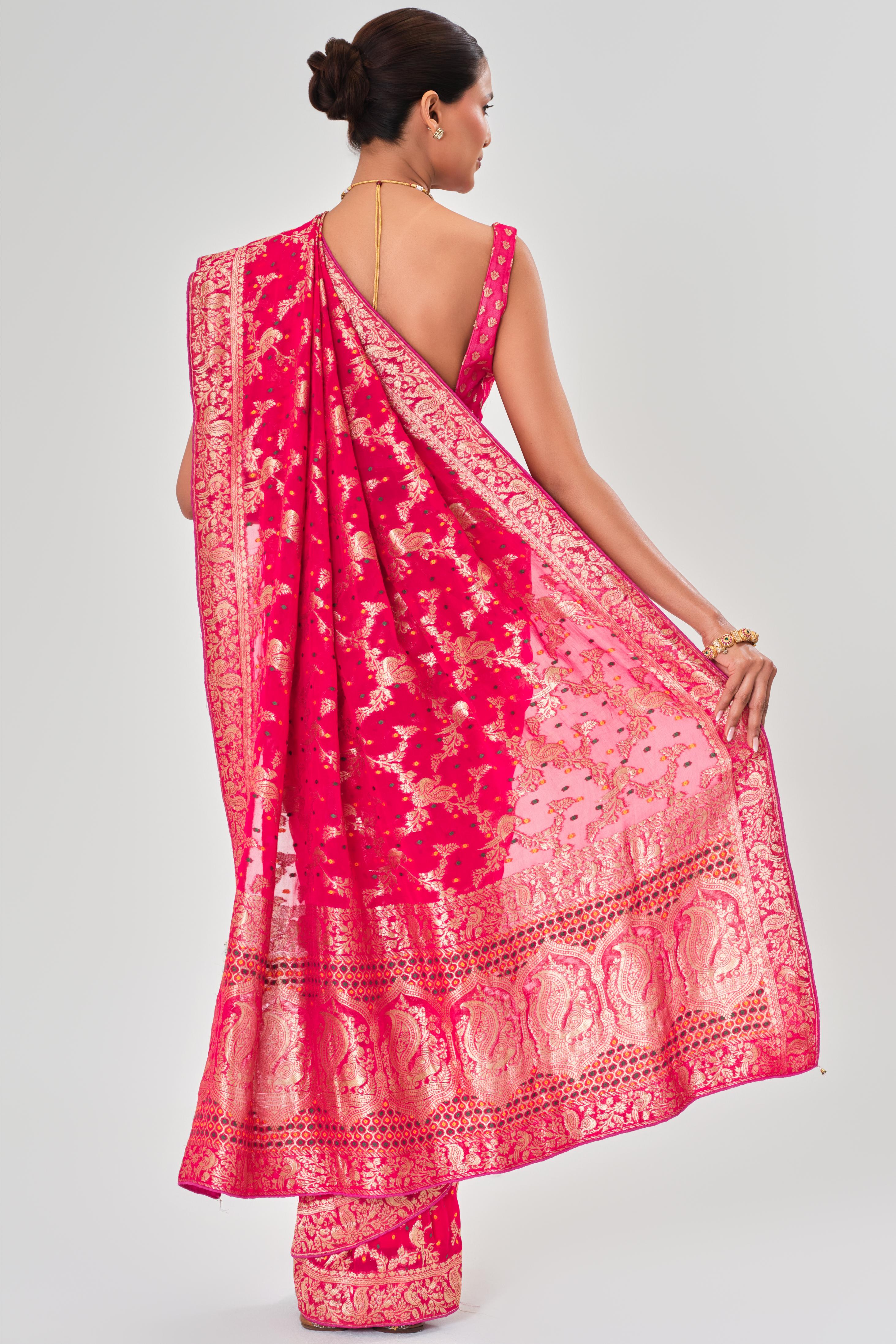 Red Banarasi Georgette Silk Saree